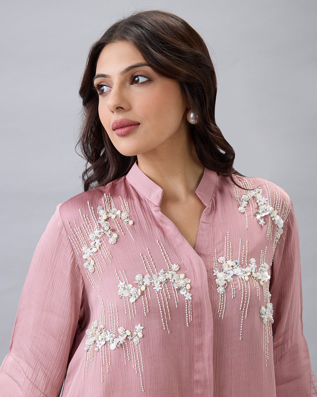 ROSE PINK PEARL EMBROIDERED CO-ORD SET