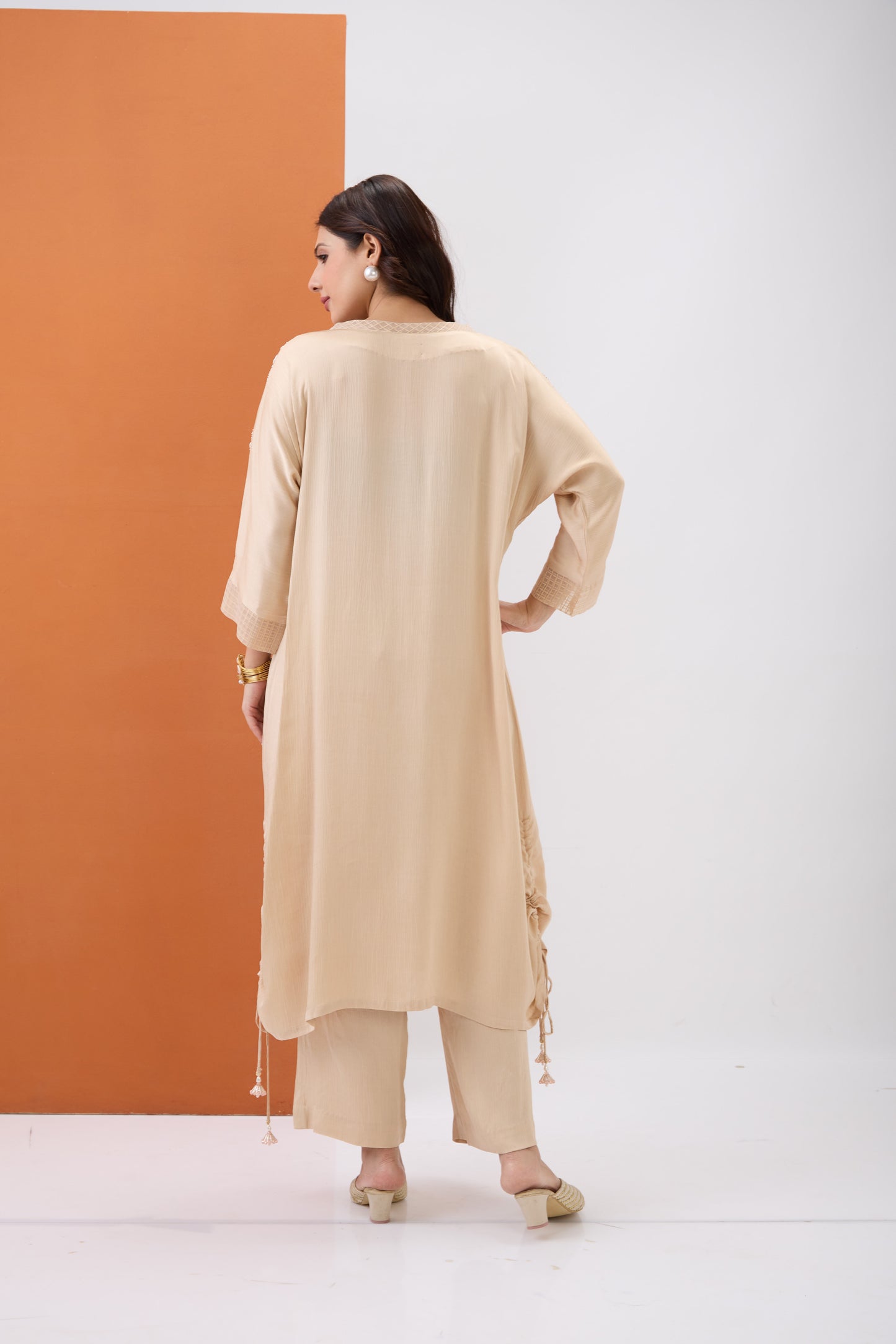 BEIGE EMBROIDERED CO-ORD SET