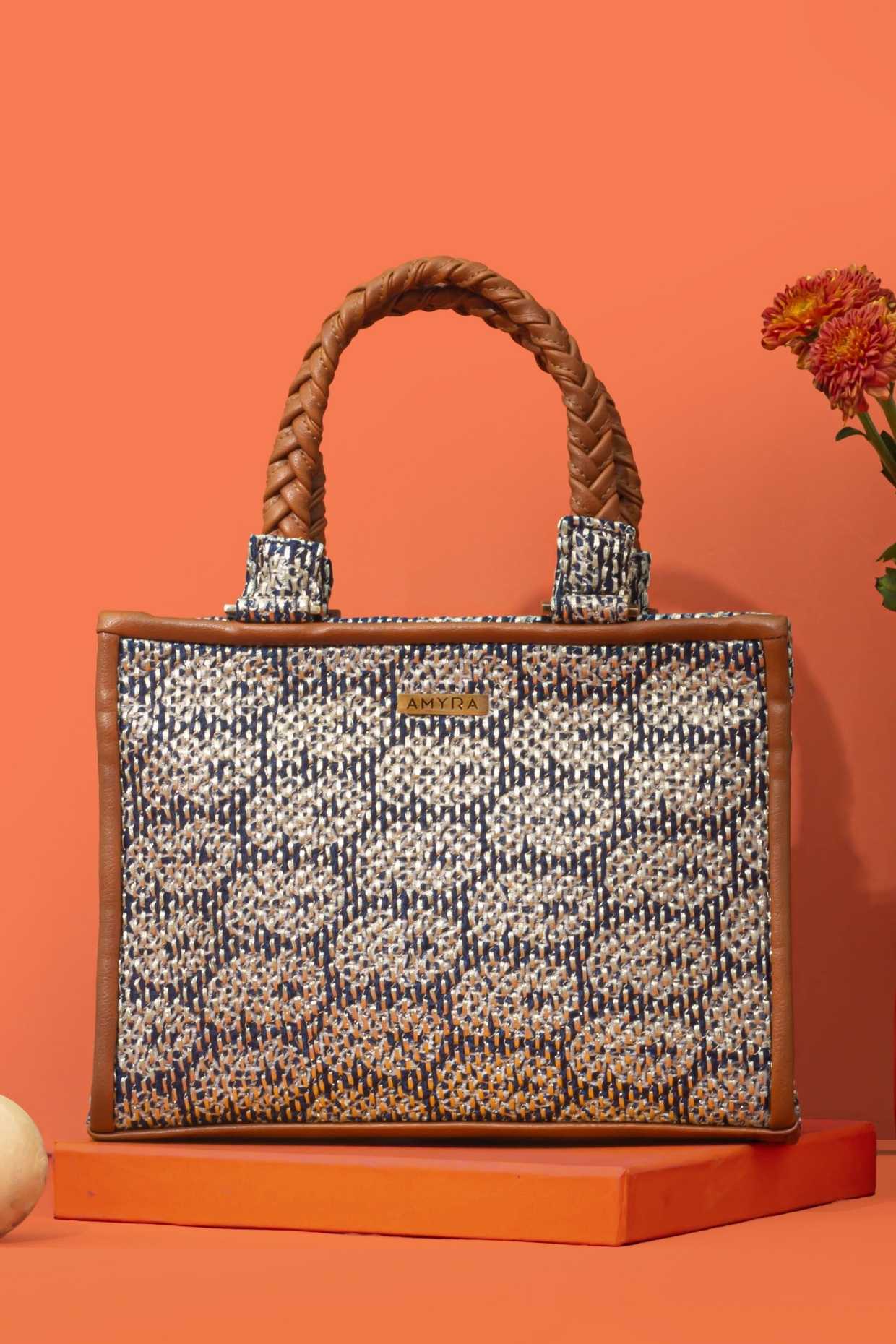 JASBIRA EMBROIDERED HANDBAG - INDIGO