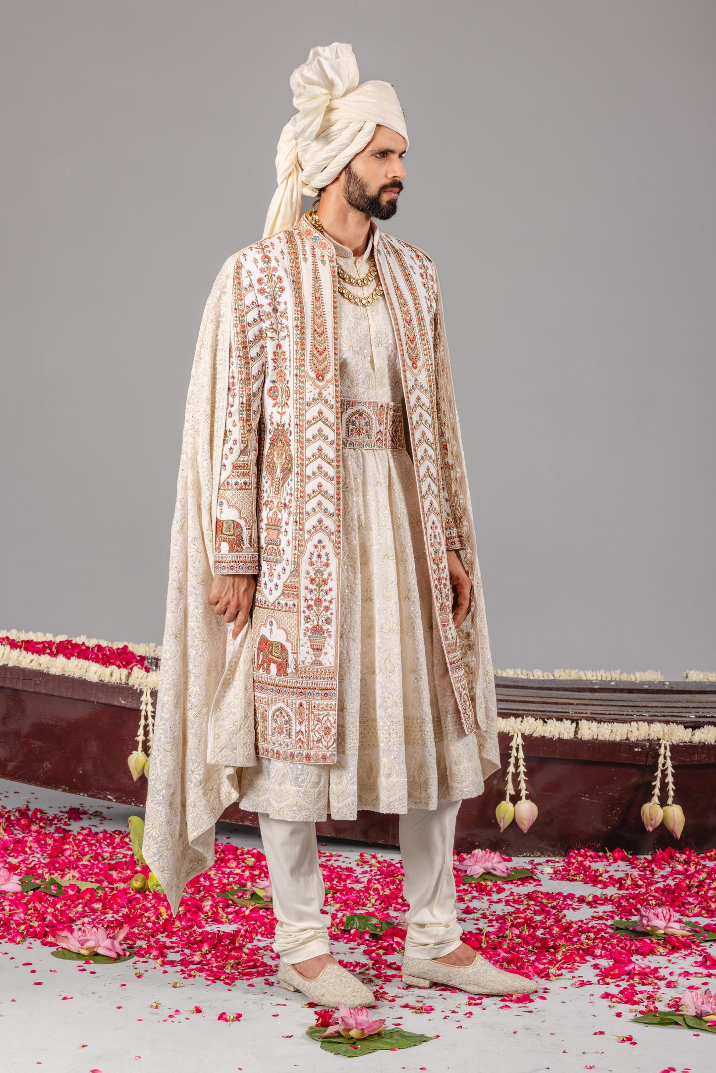 HATHIMAHAL IVORY SHERWANI SET