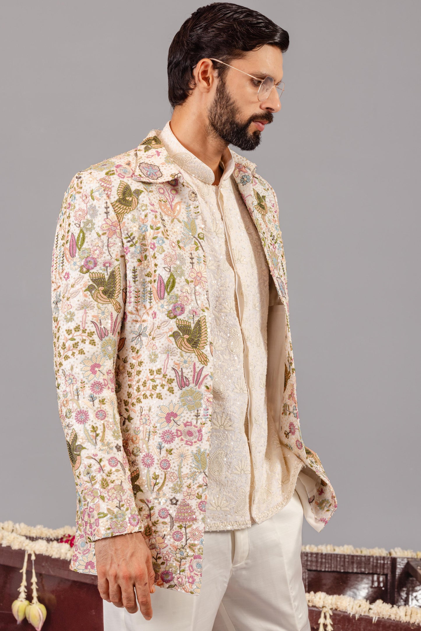 PHOOLPANKH IVORY JODHPURI SET