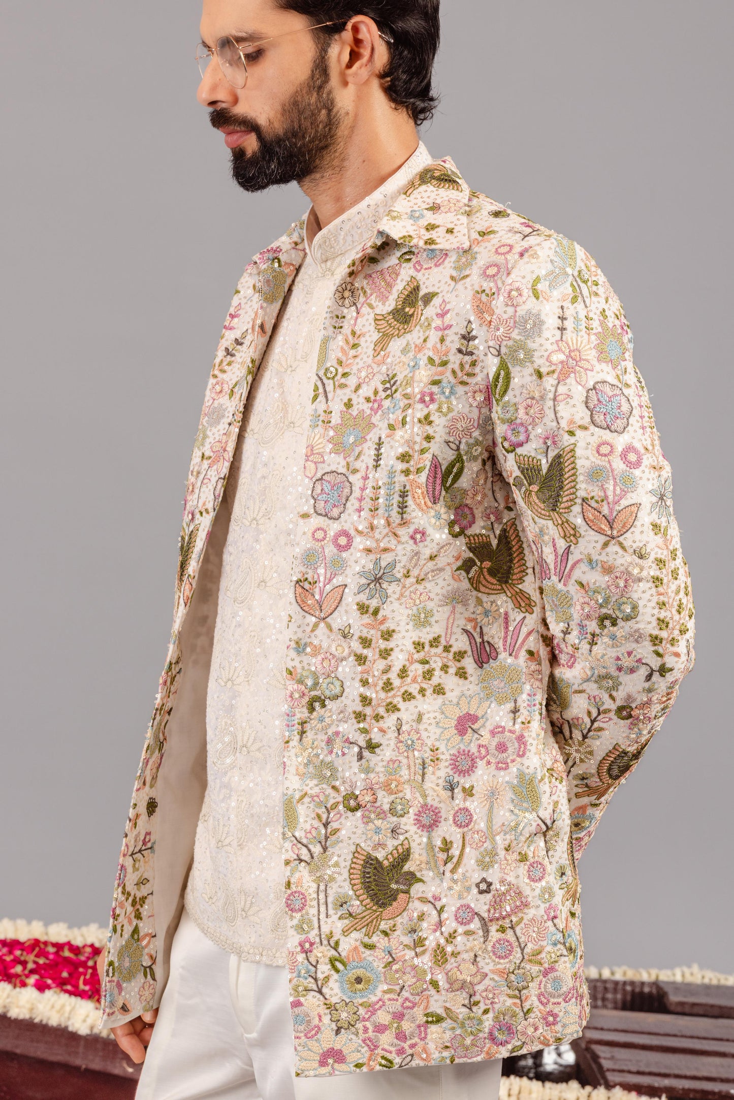 PHOOLPANKH IVORY JODHPURI SET