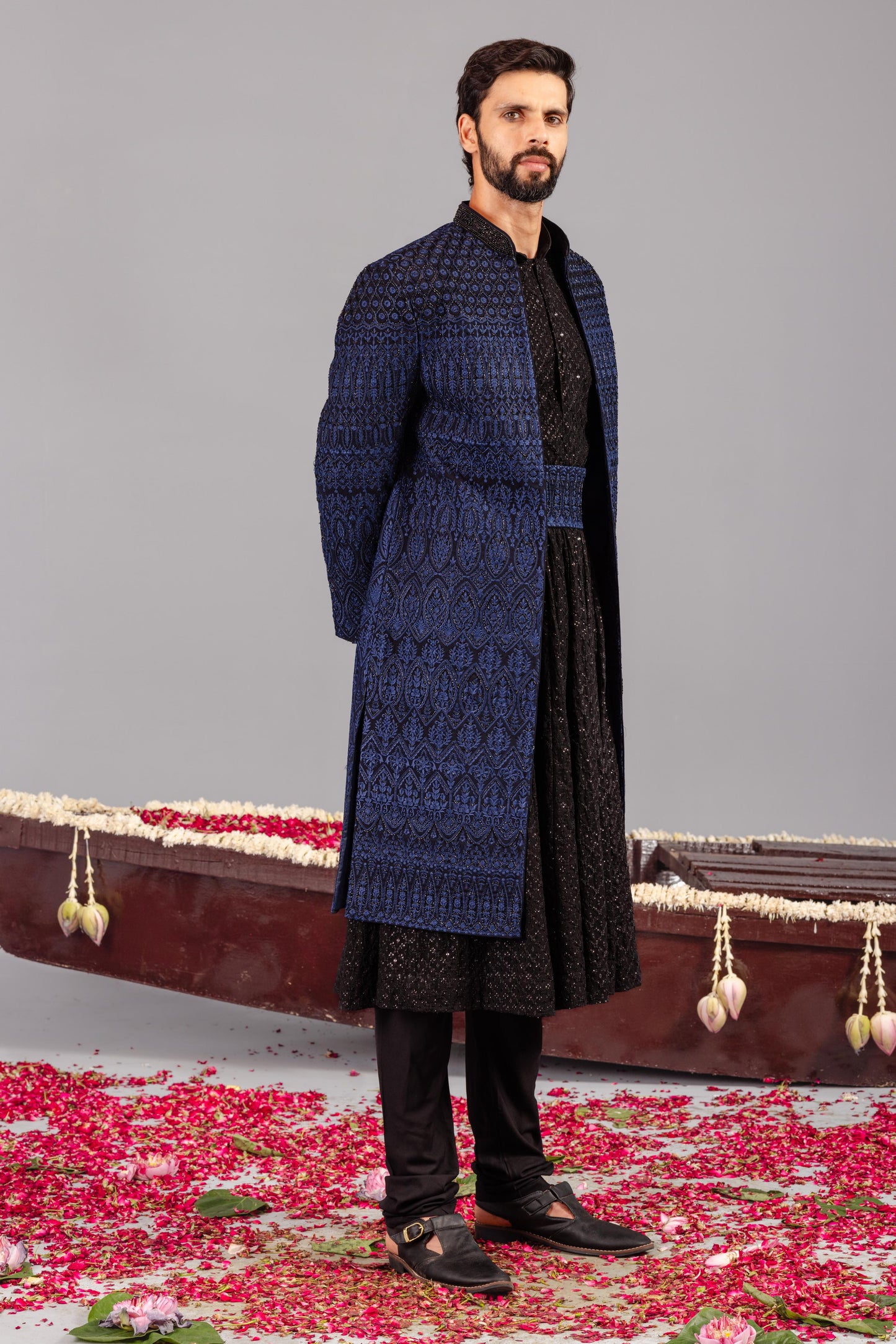 SUFI BLUE SHERWANI SET