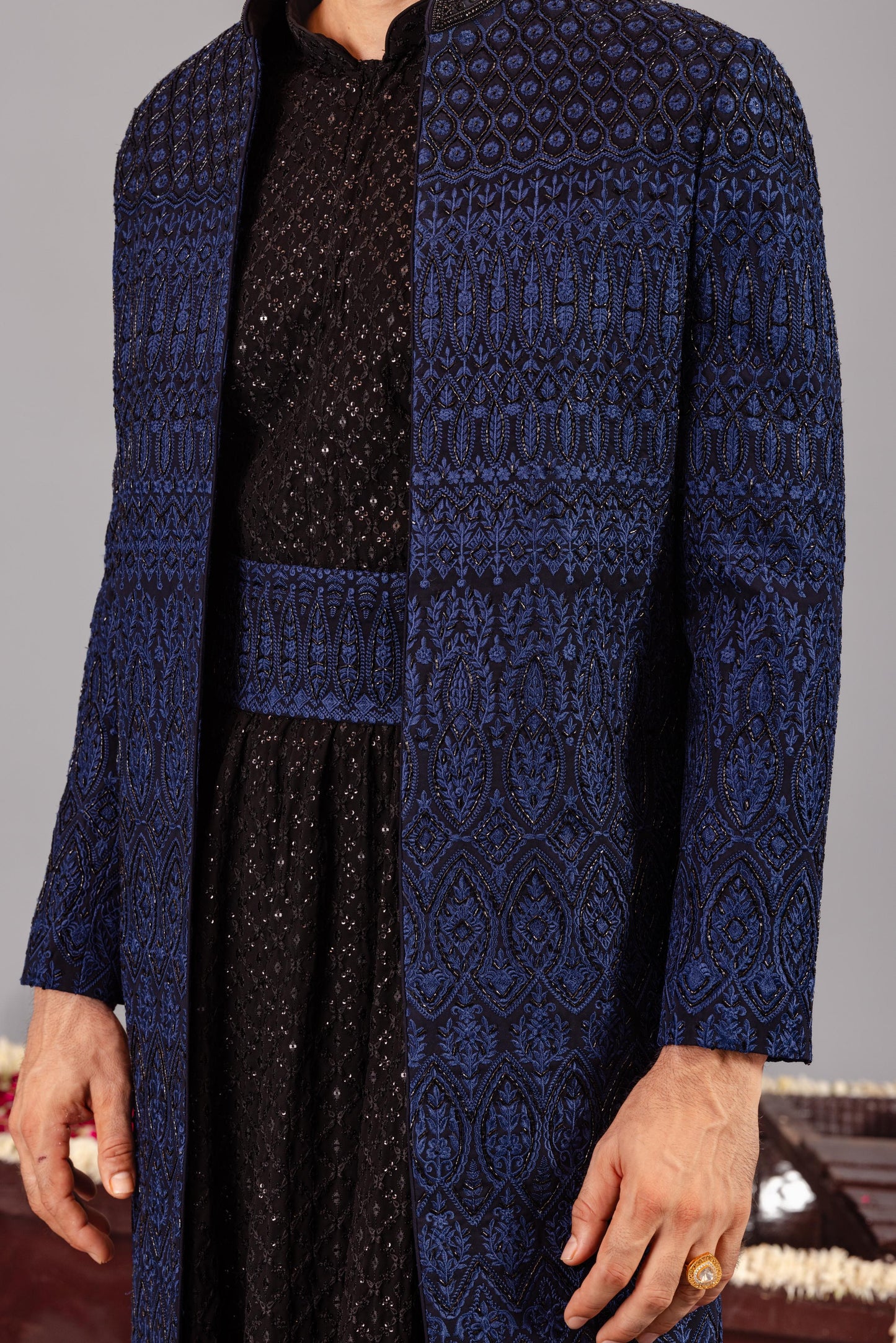 SUFI BLUE SHERWANI SET