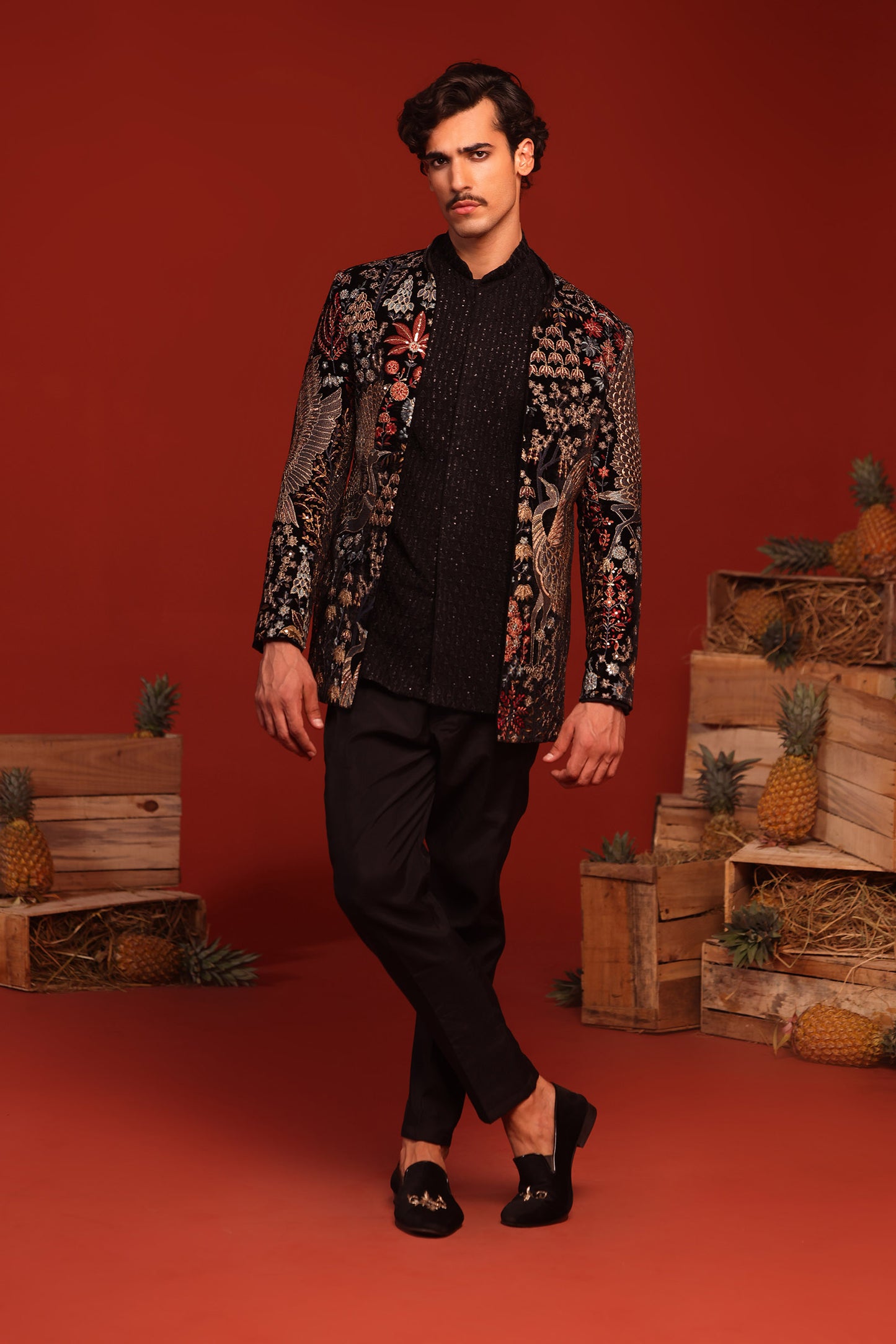 TRILOK BLACK JODHPURI SET
