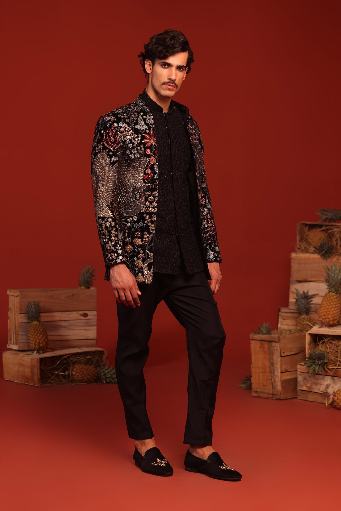 TRILOK BLACK JODHPURI SET