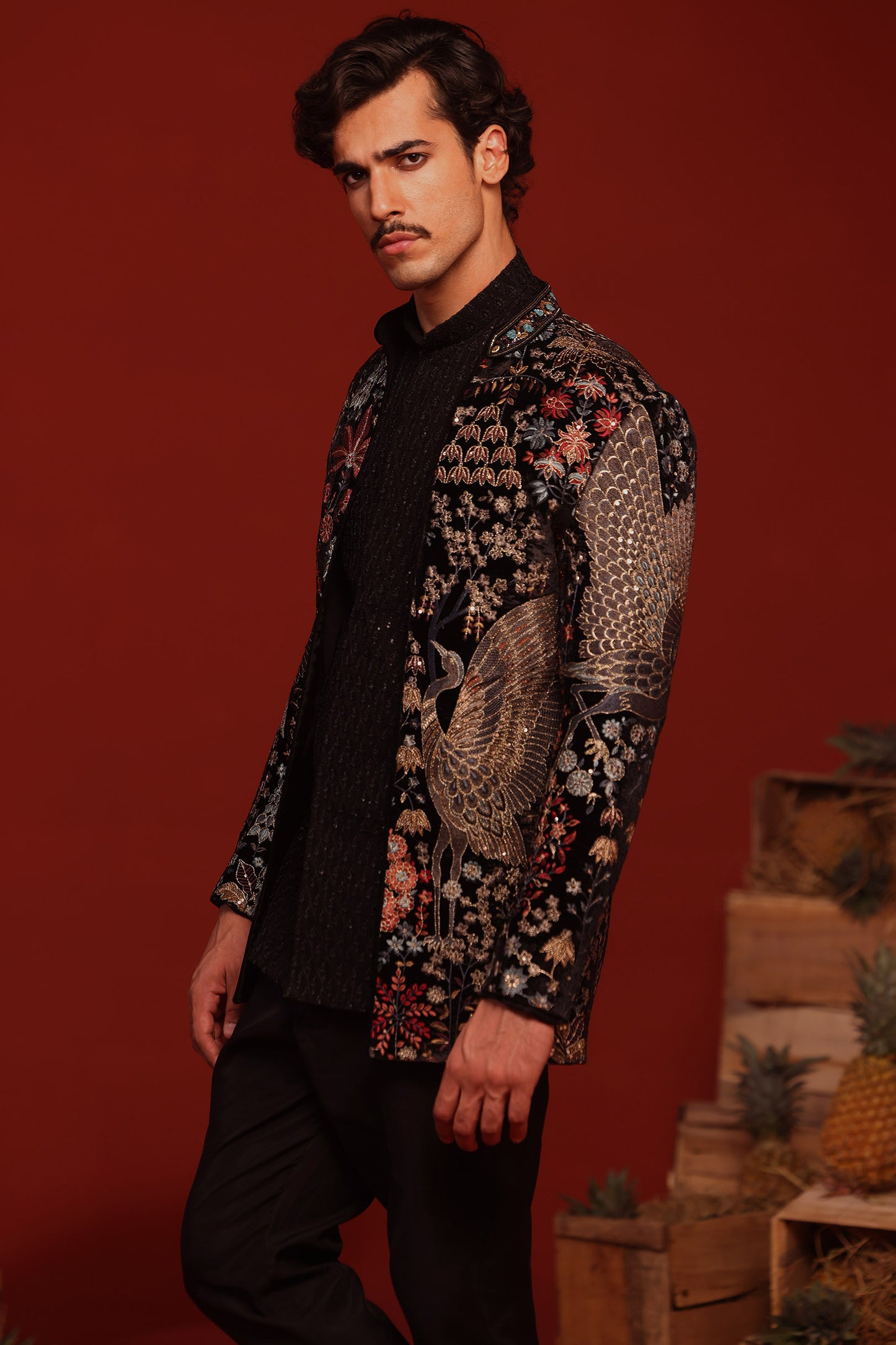 TRILOK BLACK JODHPURI SET