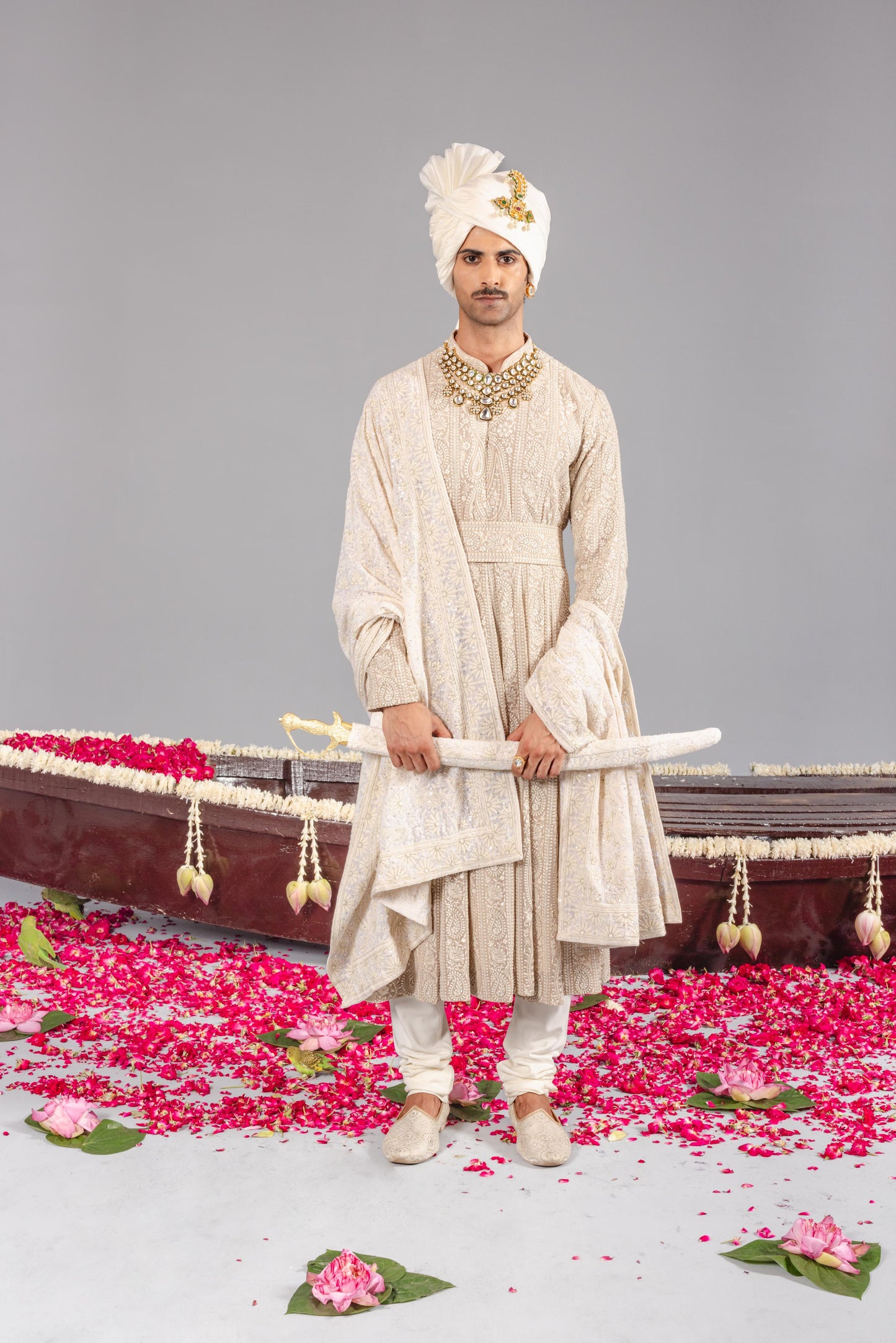 NIZAM BEIGE ANARKALI SET