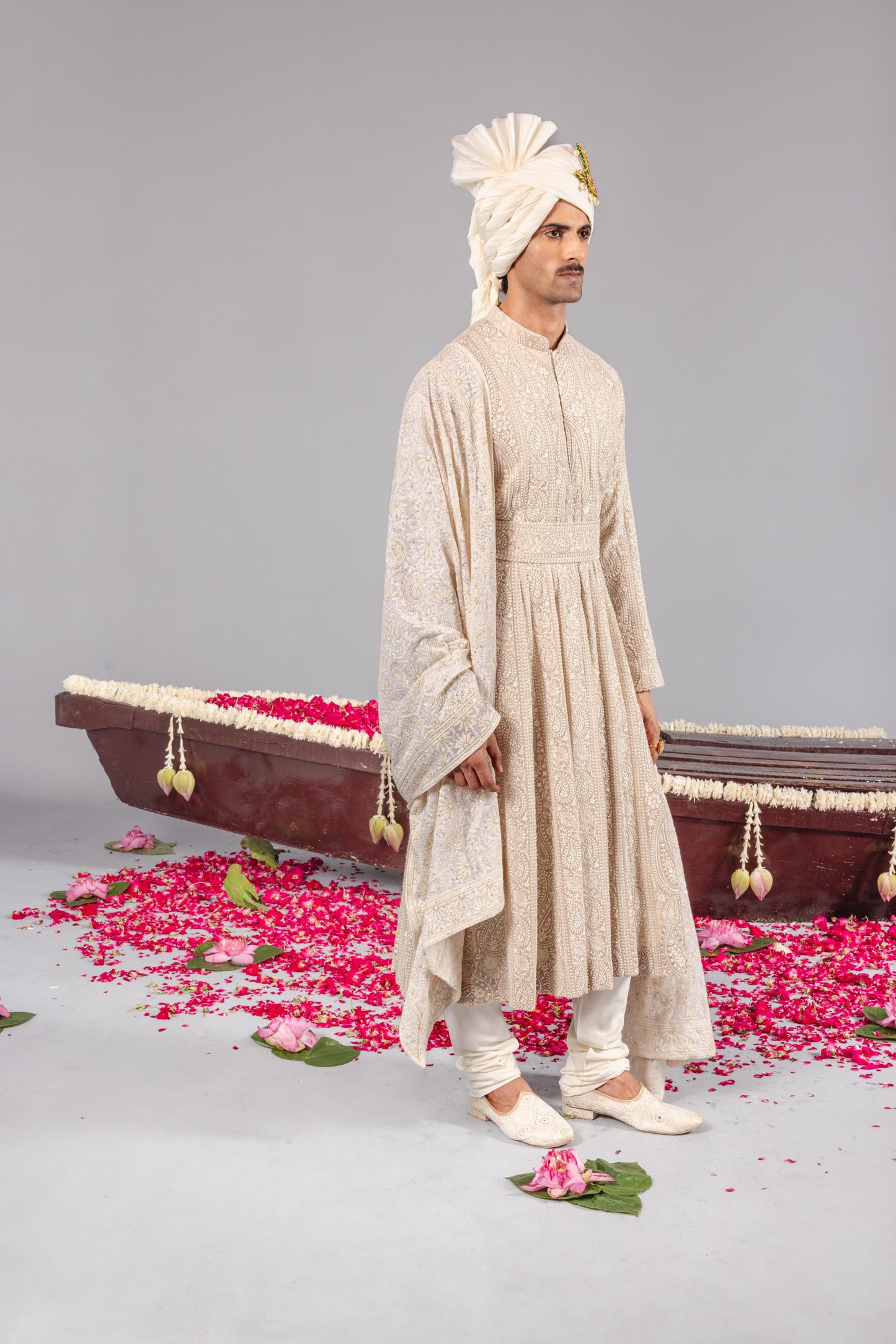 NIZAM BEIGE ANARKALI SET