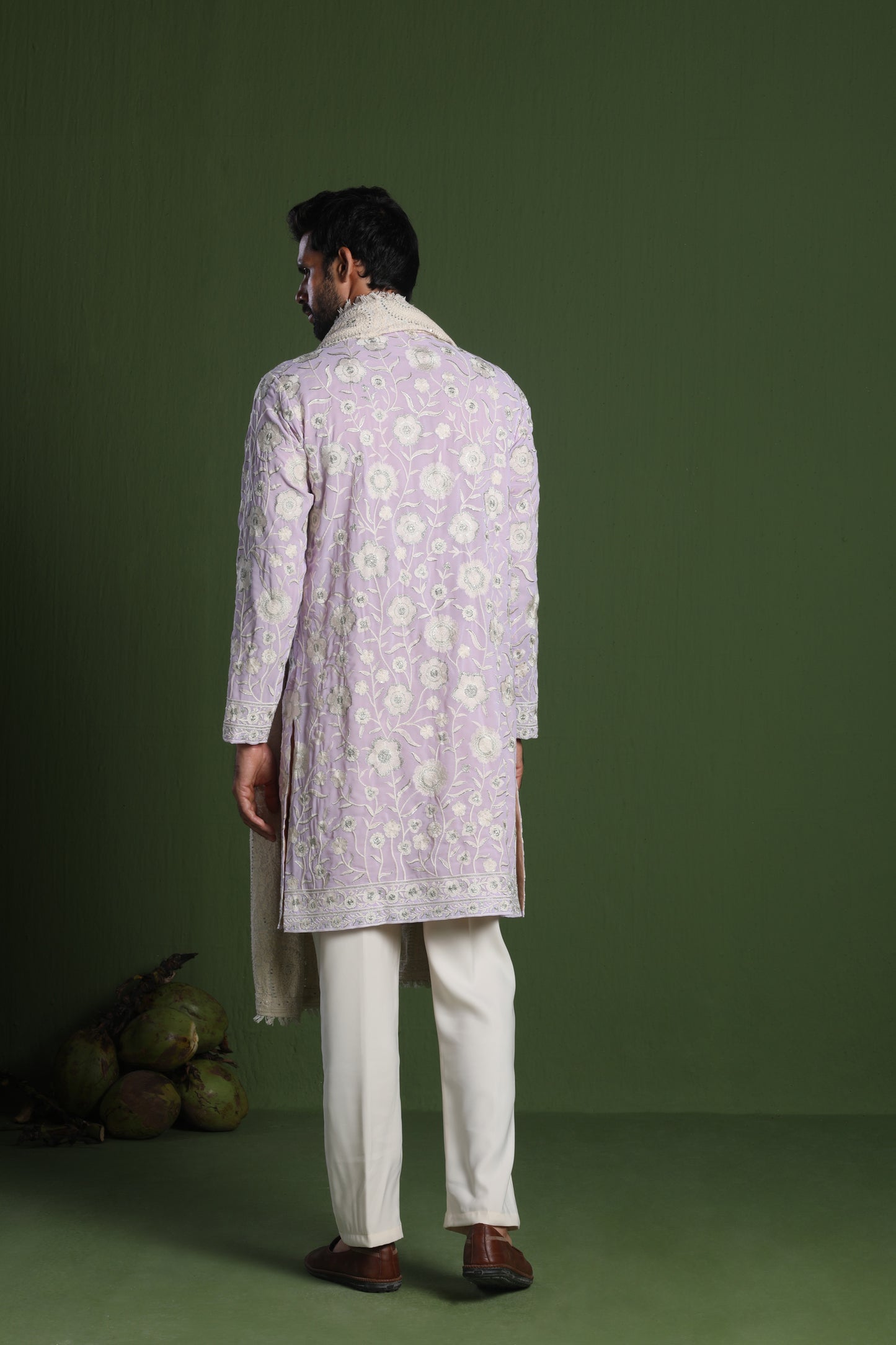 VIKRAM MAUVE PURPLE FRONT OPEN KURTA SET WITH DUPATTA