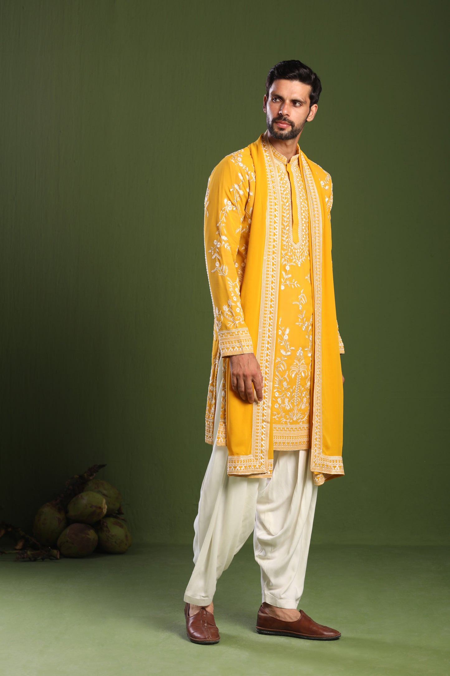 ISHAAN HALDI KURTA PATIYALA SET WITH DUPATTA