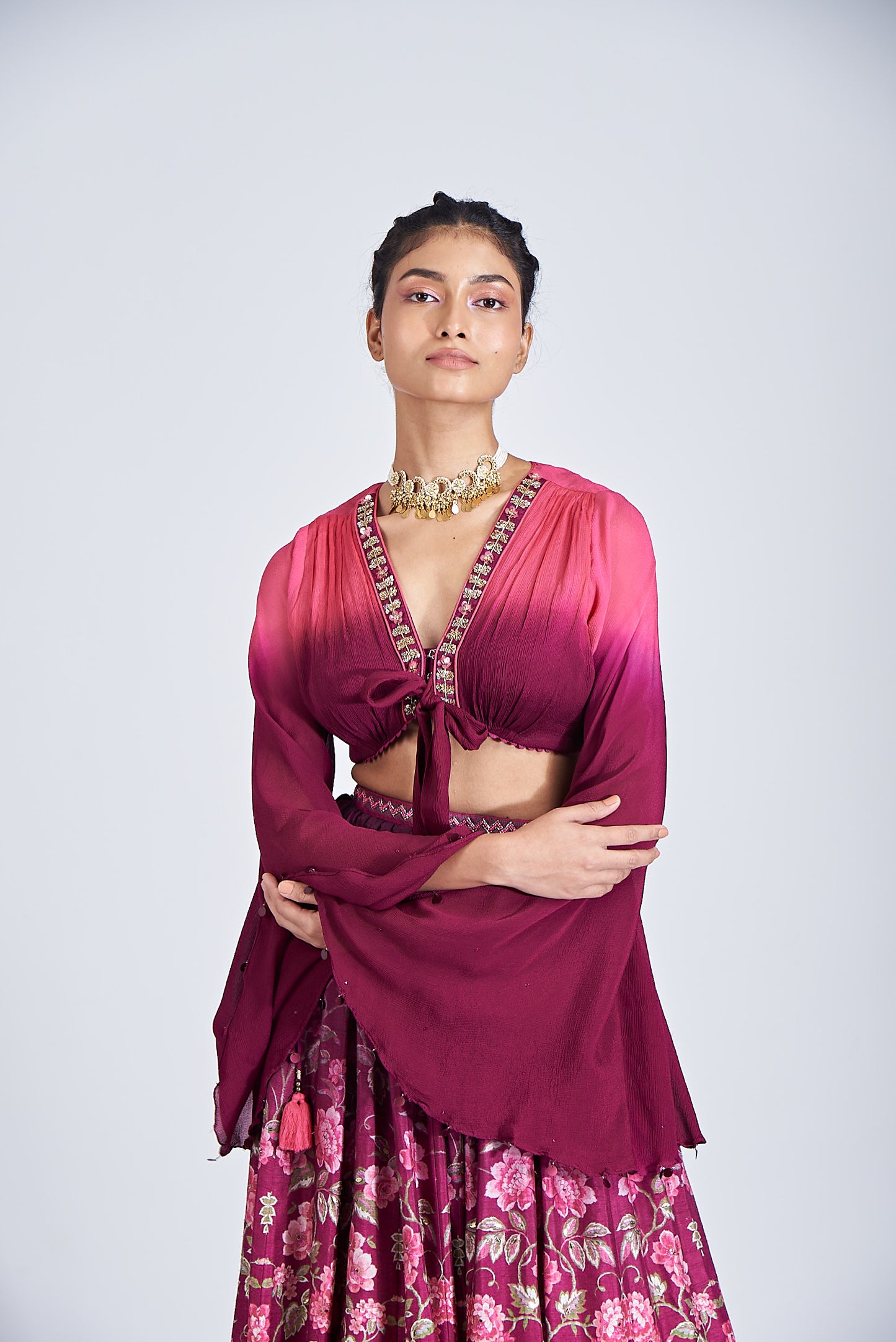 WINE LEHENGA SET