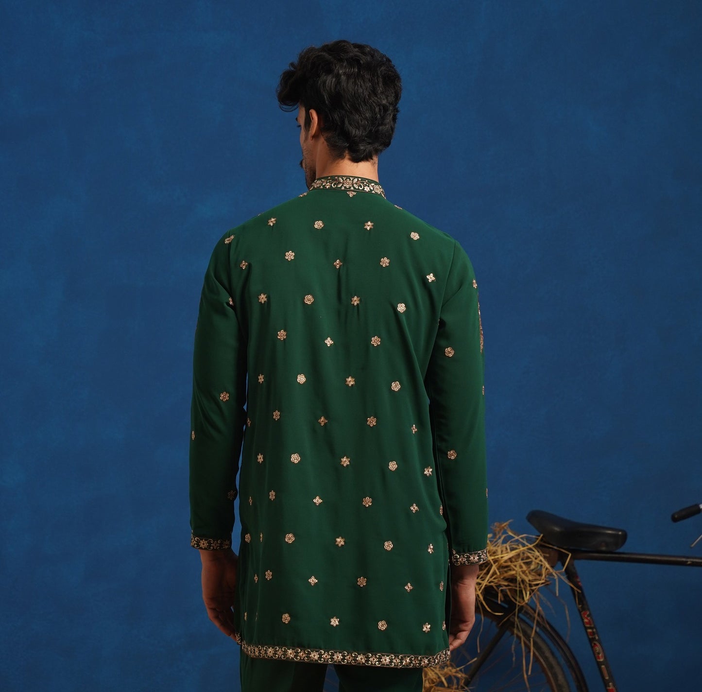 KETAN BOTTEL GREEN SHORT KURTA SET