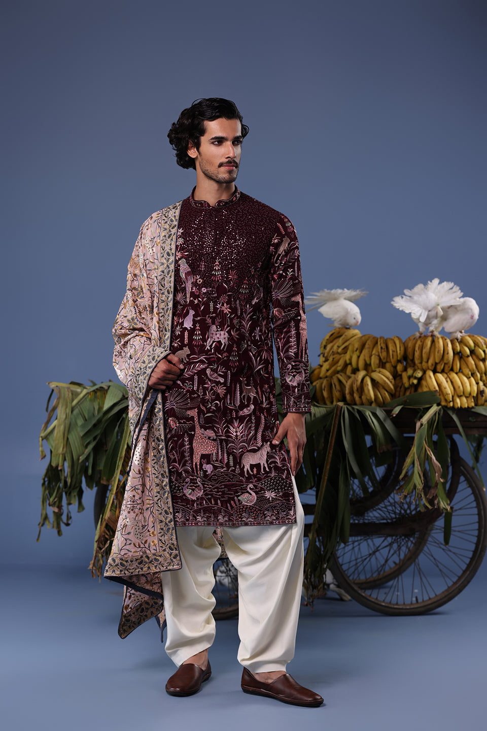 KAIF GIRAFFE WINE KURTA SET