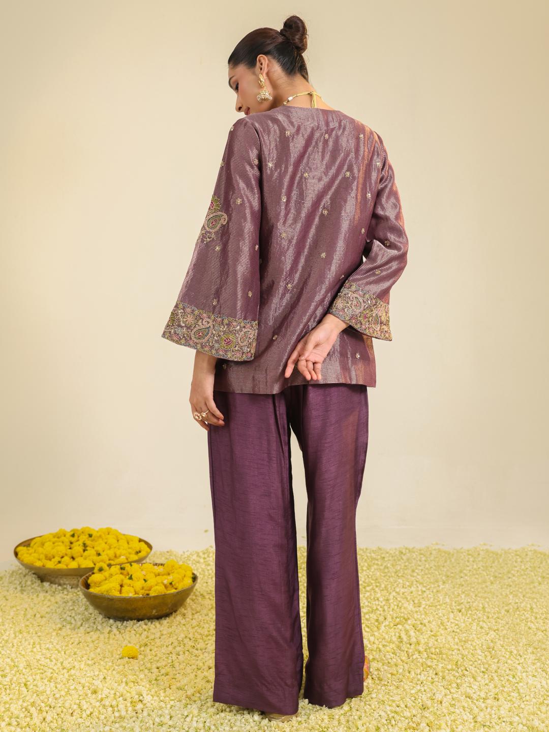 PURPLE STRIPE FARHA CO-ORD SET