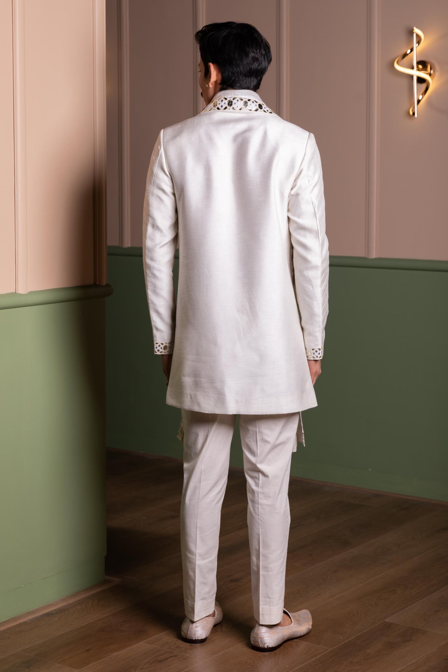 LEATHER WORK SHERWANI SET