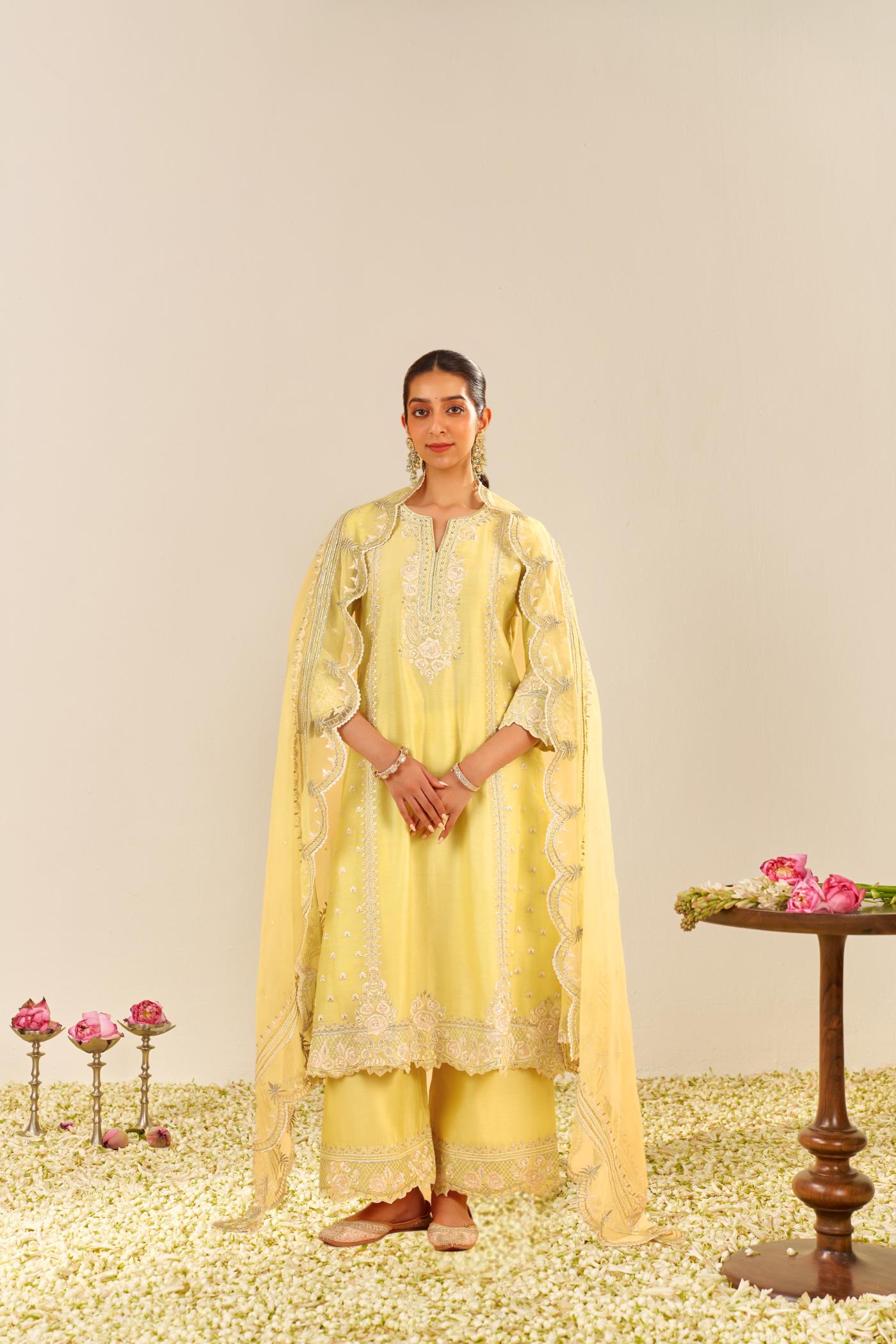 SUMAIYA - A-LINE KURTA WITH PALAZZO AND DUPATTA