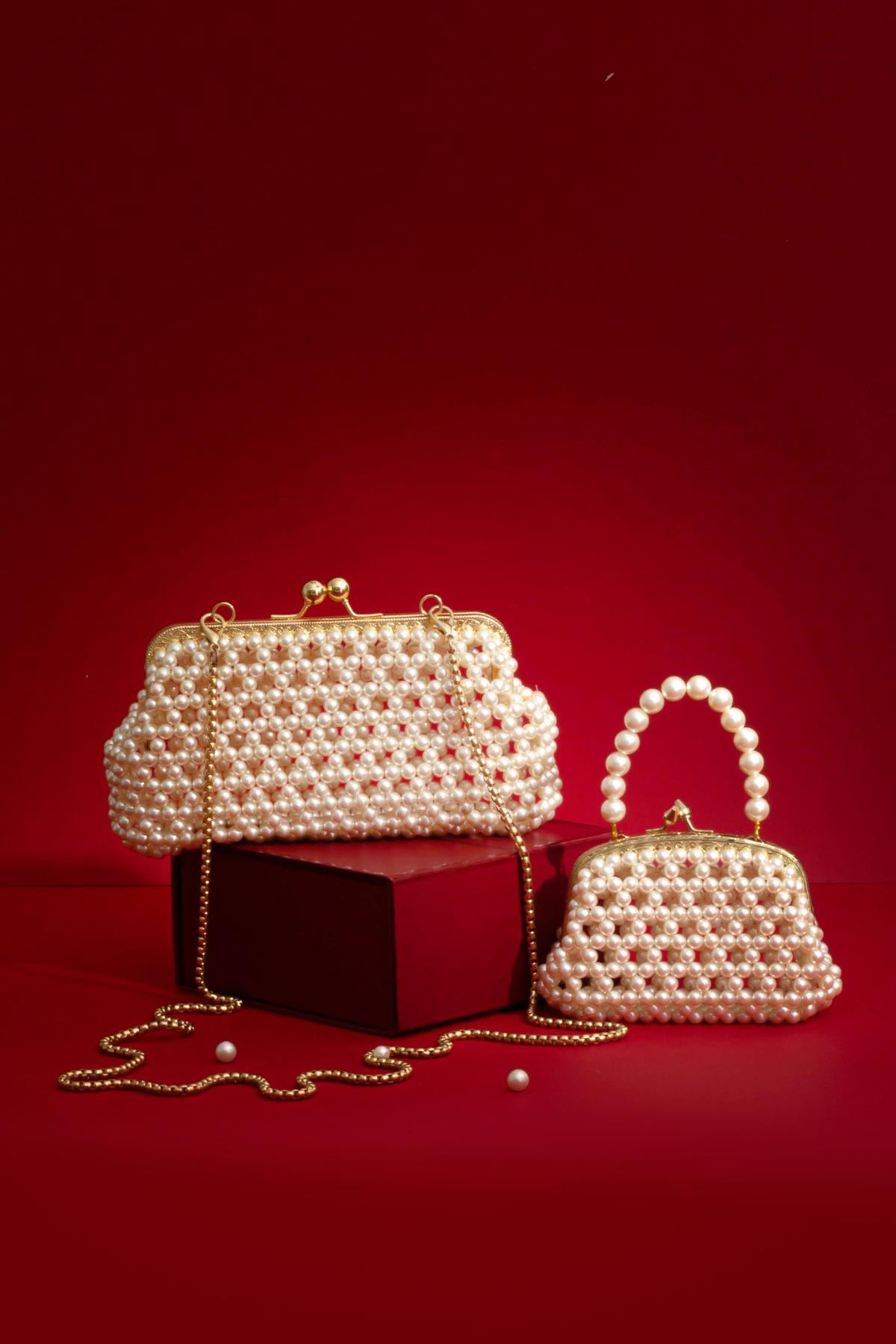 INEZ OFF-WHITE VINTAGE PURSE (SET OF 2)