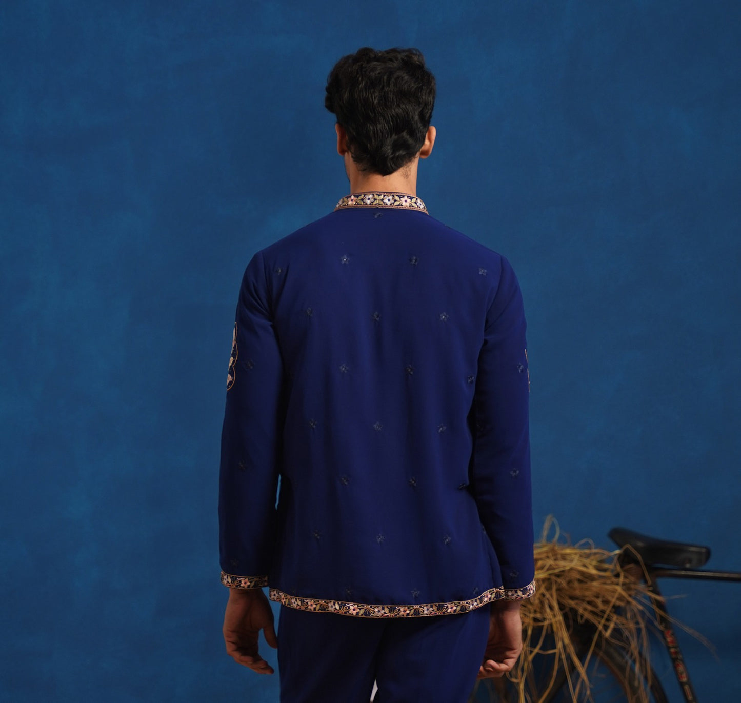 PRATAP NAVY BLUE SHORT KURTA SET