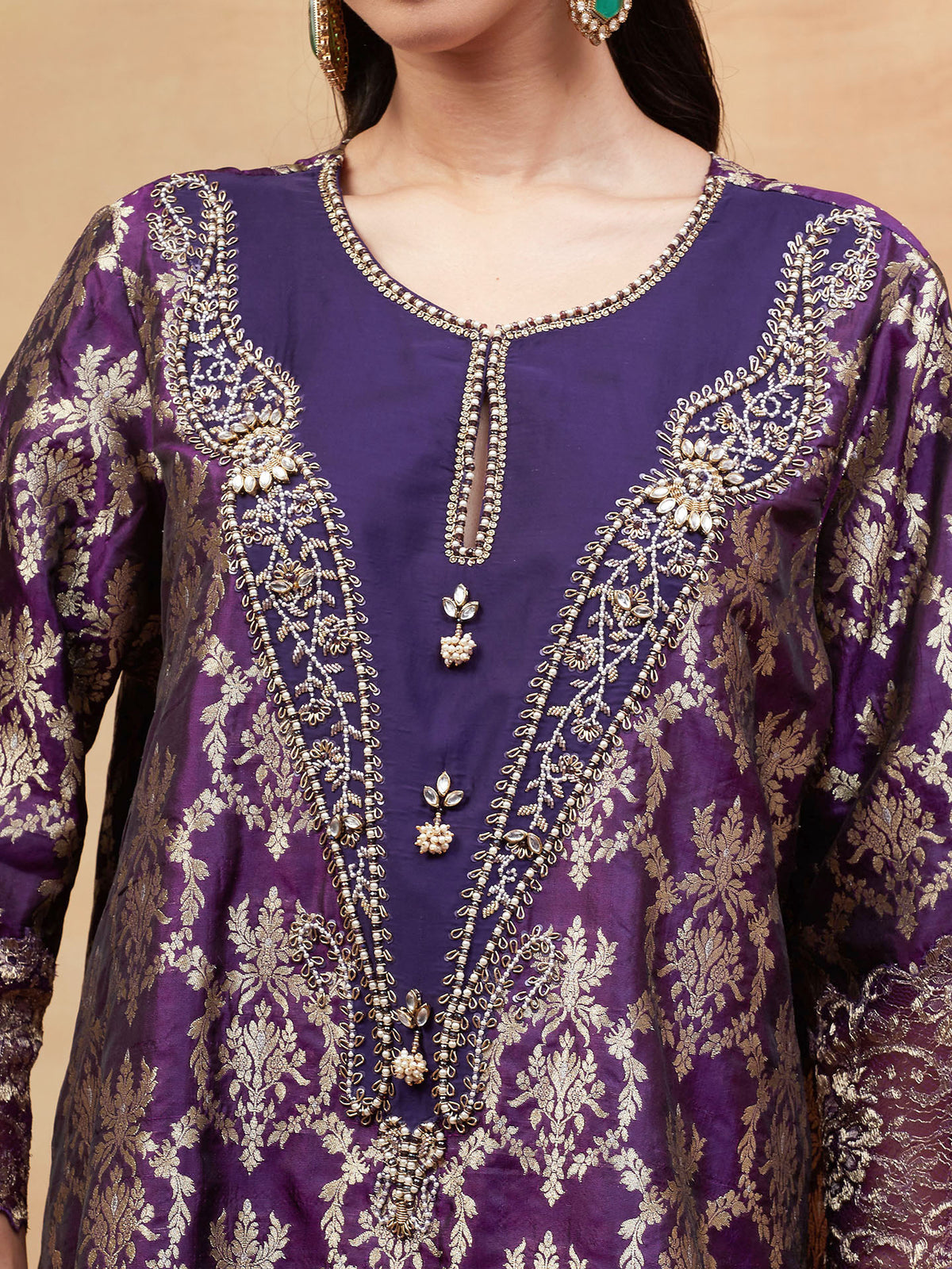 JANAKI JAMUNI HAND EMBROIDERED BANARASI SHARARA SET
