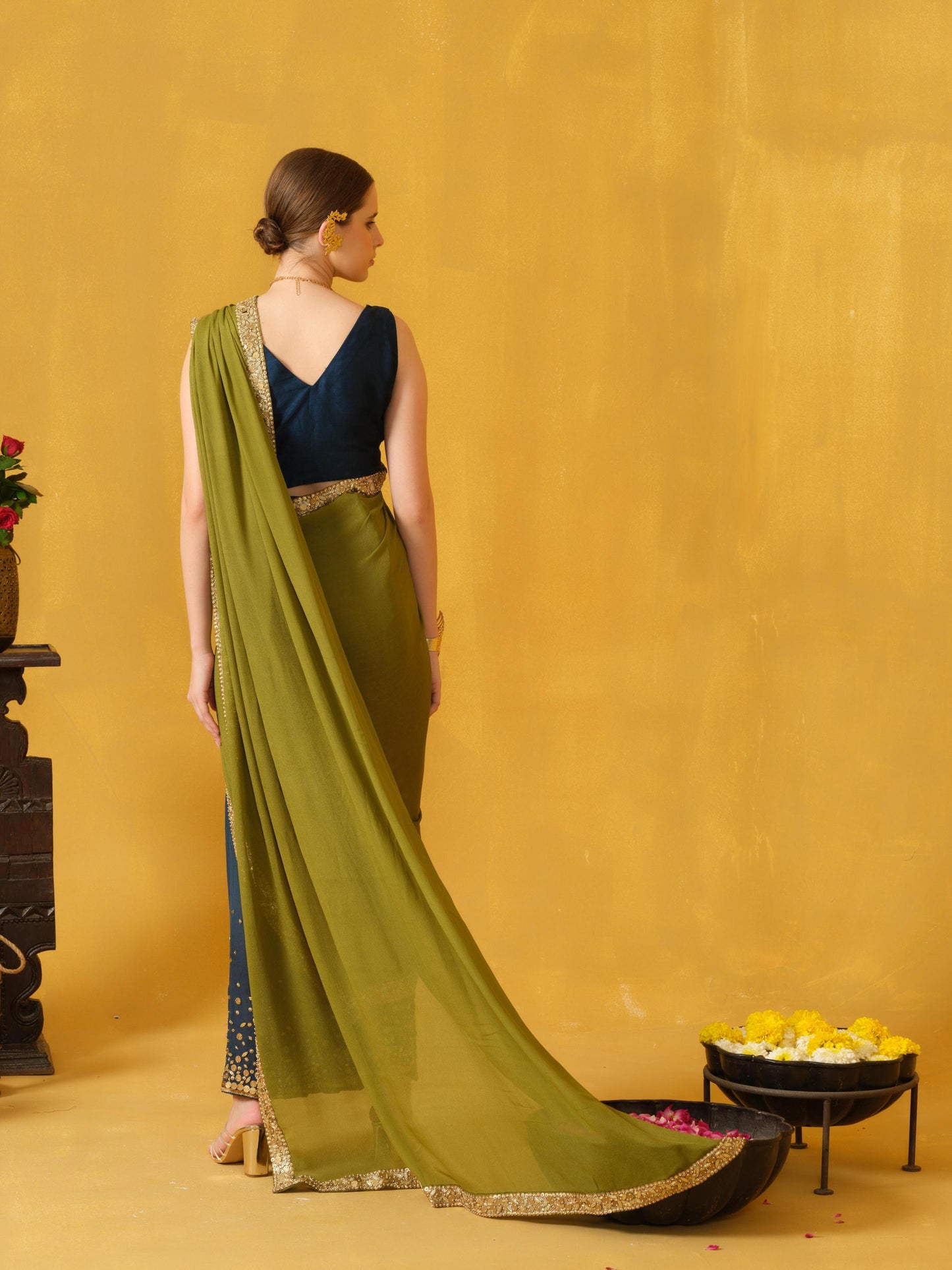 BLUE AND GREEN SAREE