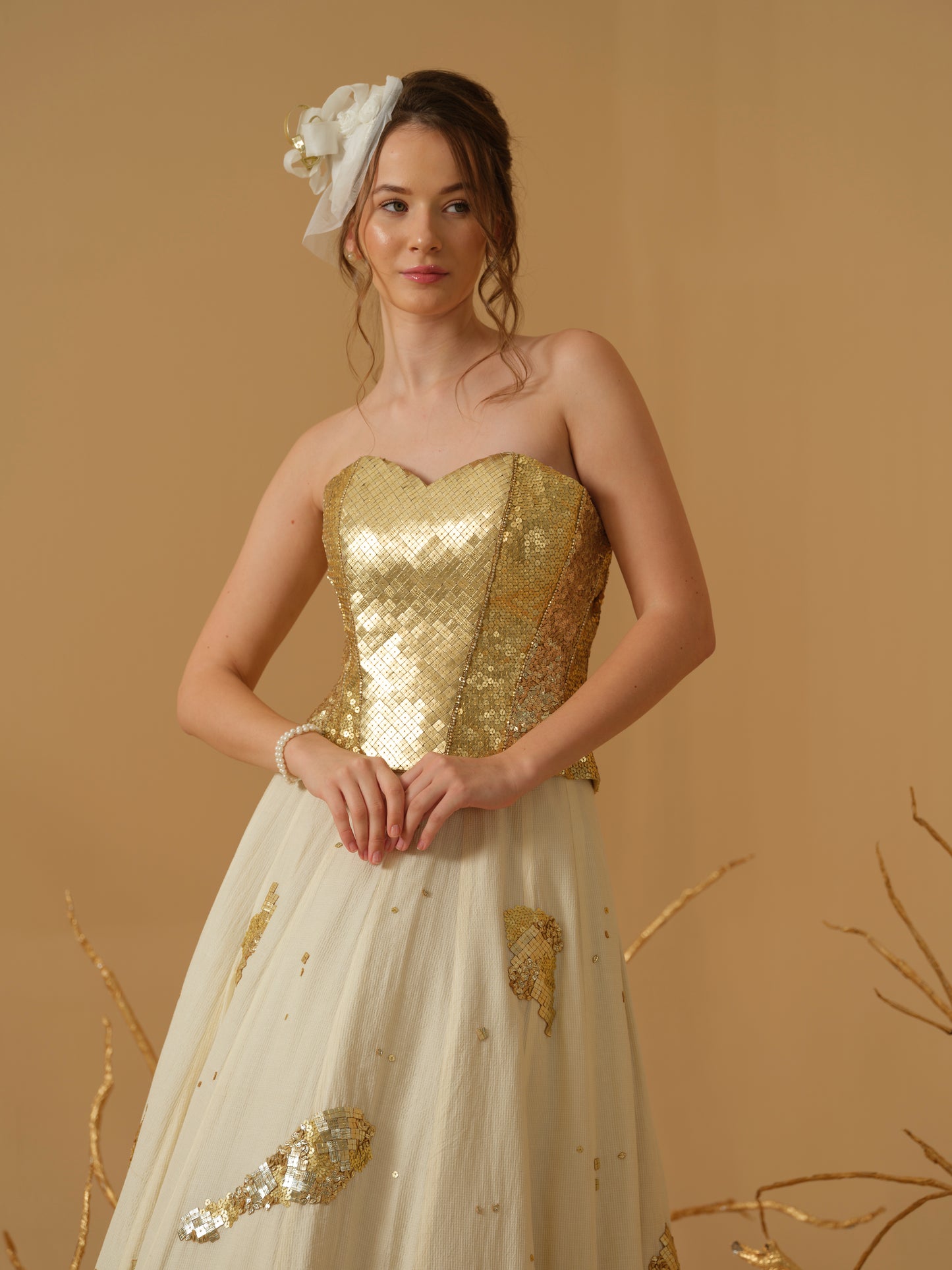 GOLD & IVORY SKIRT SET