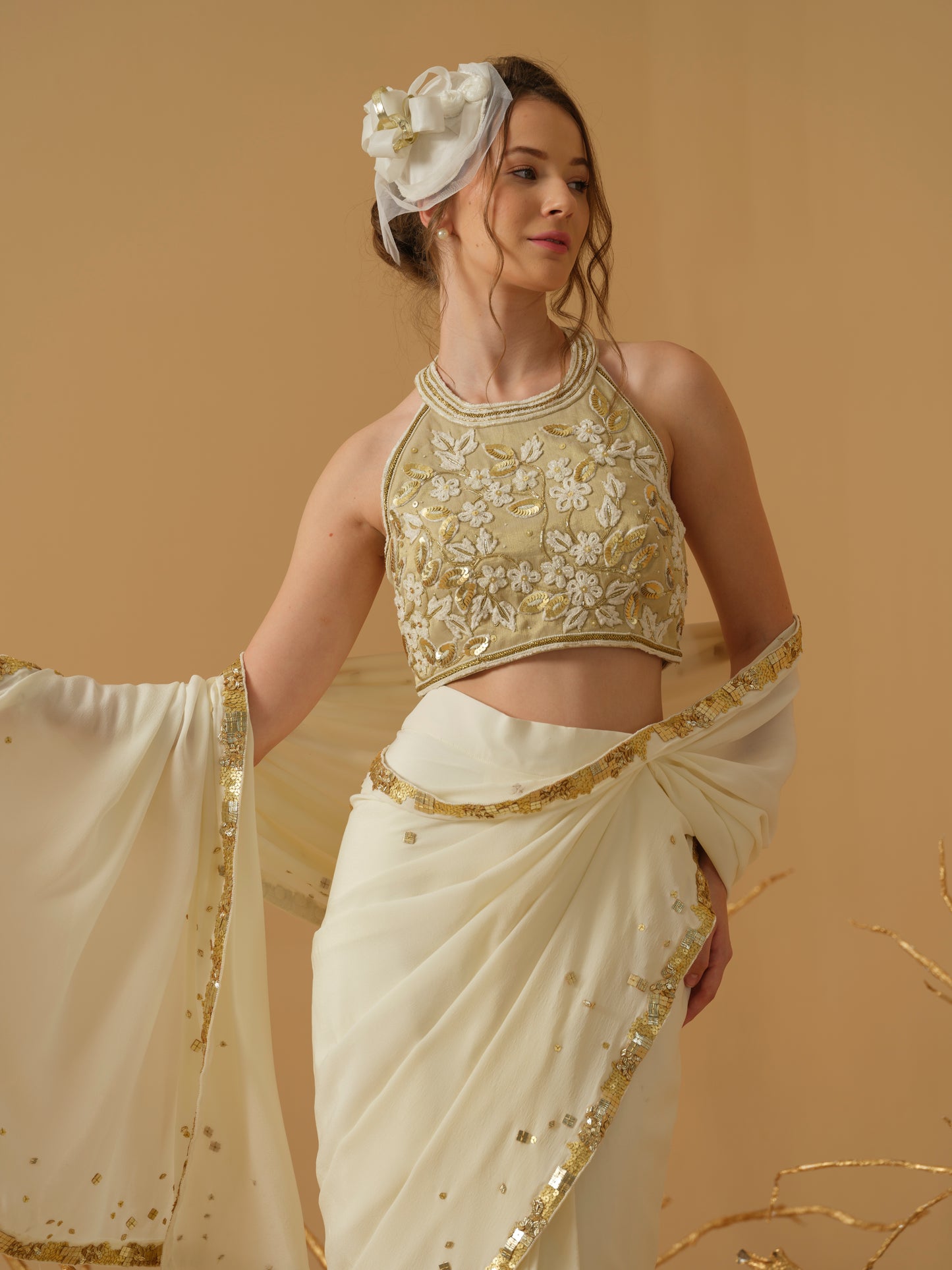 GOLD & IVORY SAREE