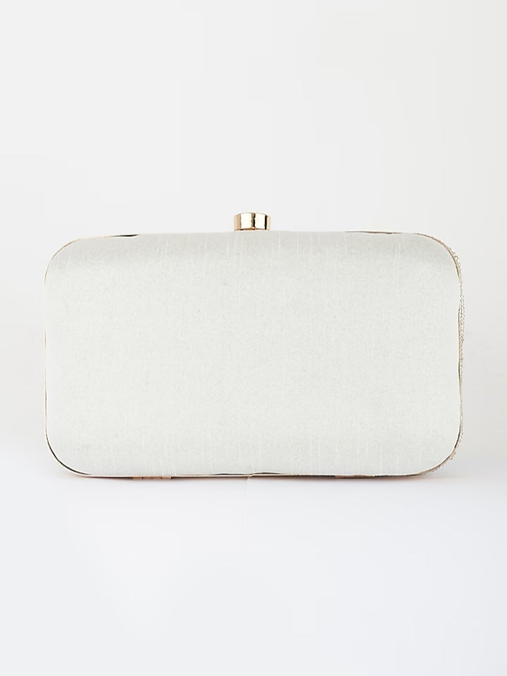 SILVER CLEOPATRA HANDEMBROIDERED CLUTCH
