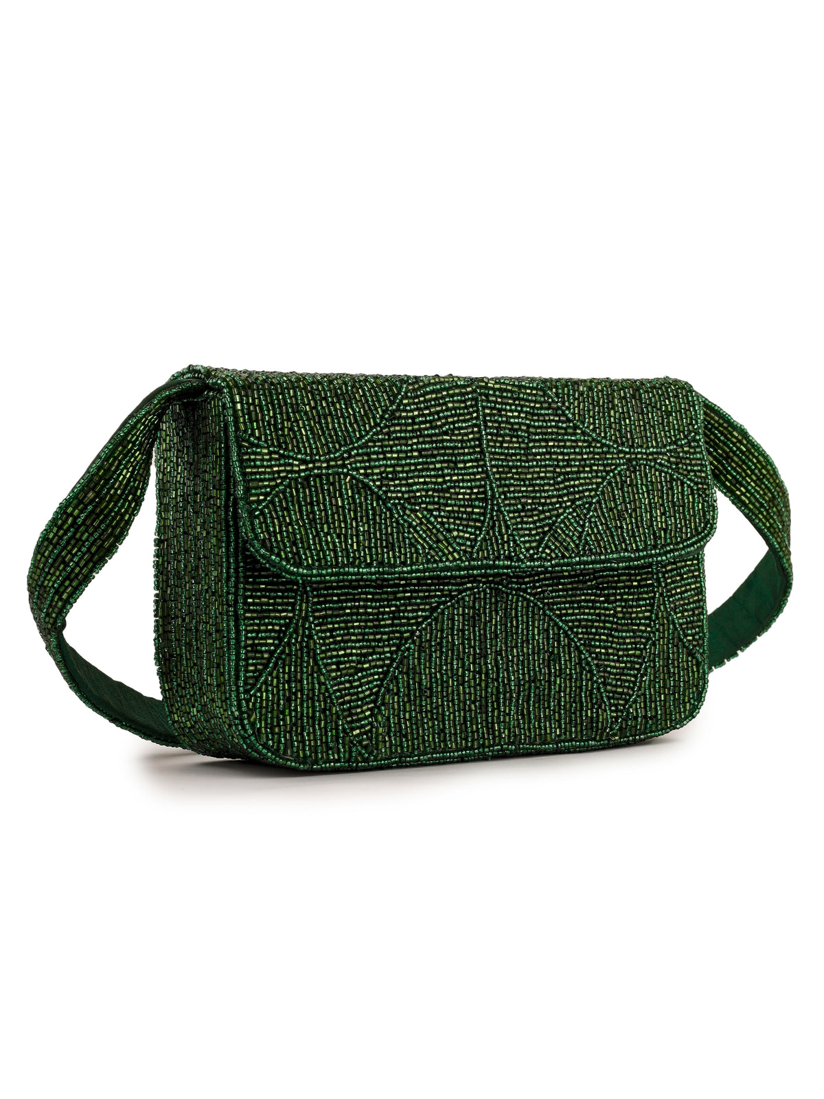 EVERGREEN LUXE BEADED HANDEMBROIDERED PURSE