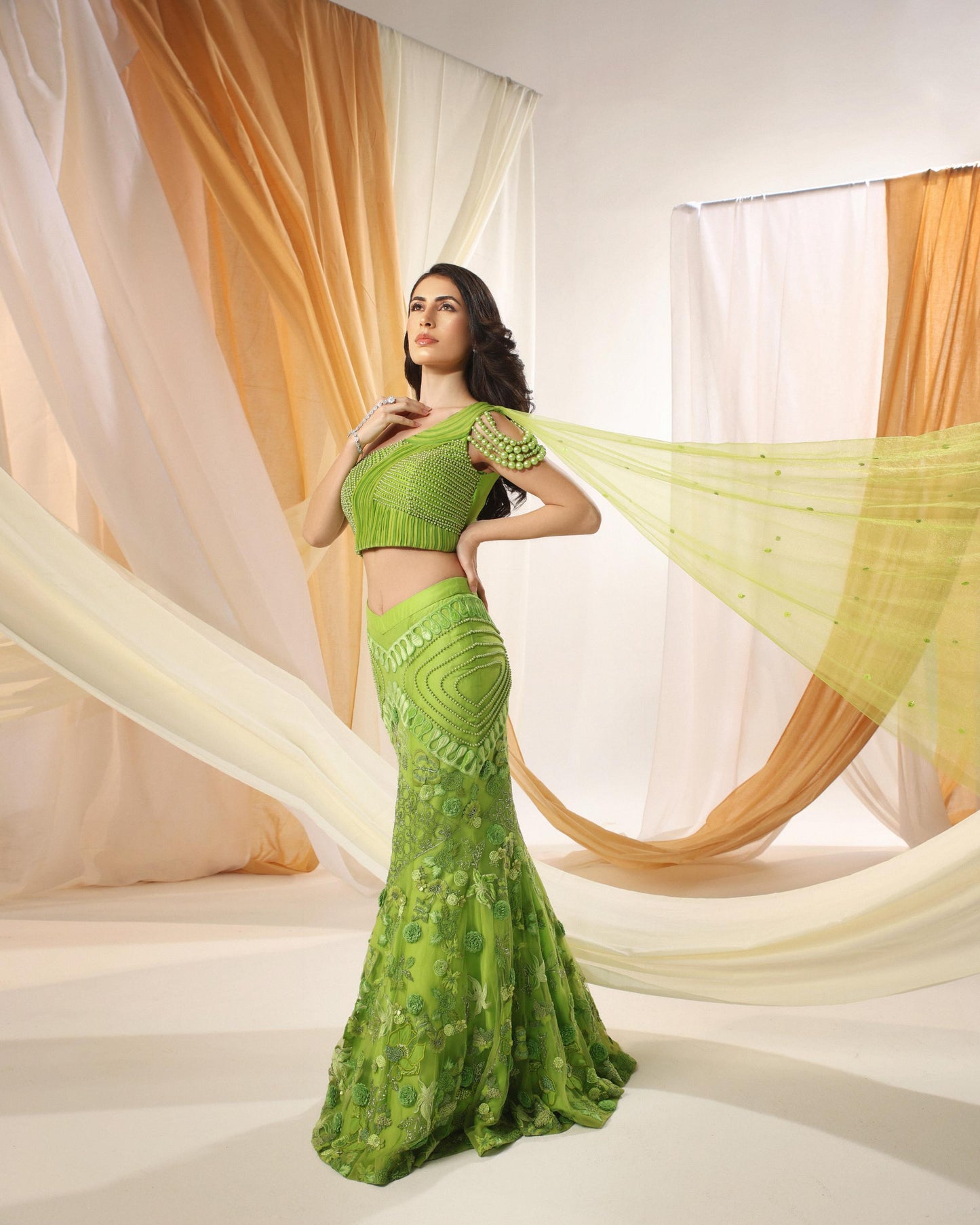 GREEN FLASH SKIRT SET