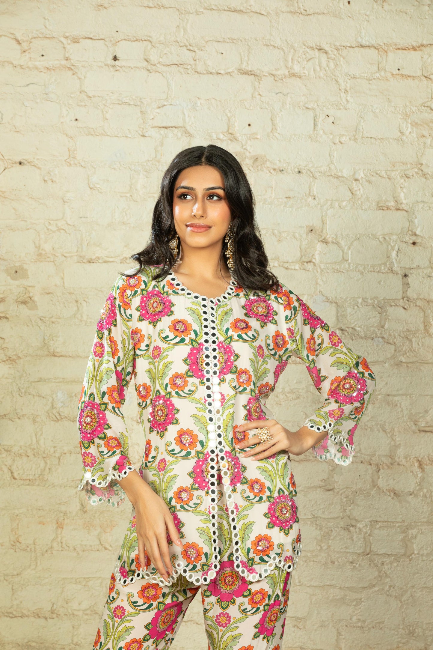 ANAM IVORY SHARARA PANT & SHORT KURTA