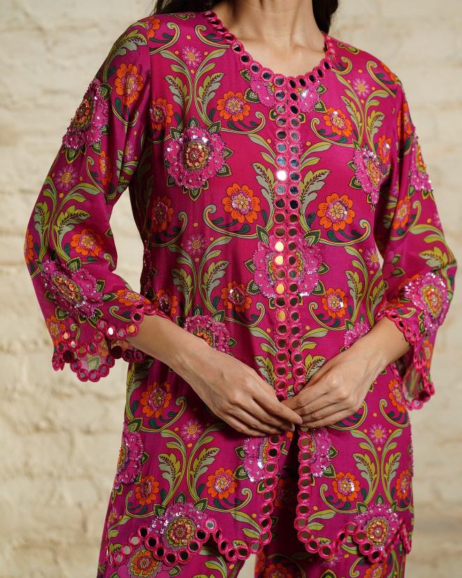 ANAM PINK SHARARA PANT & SHORT KURTA