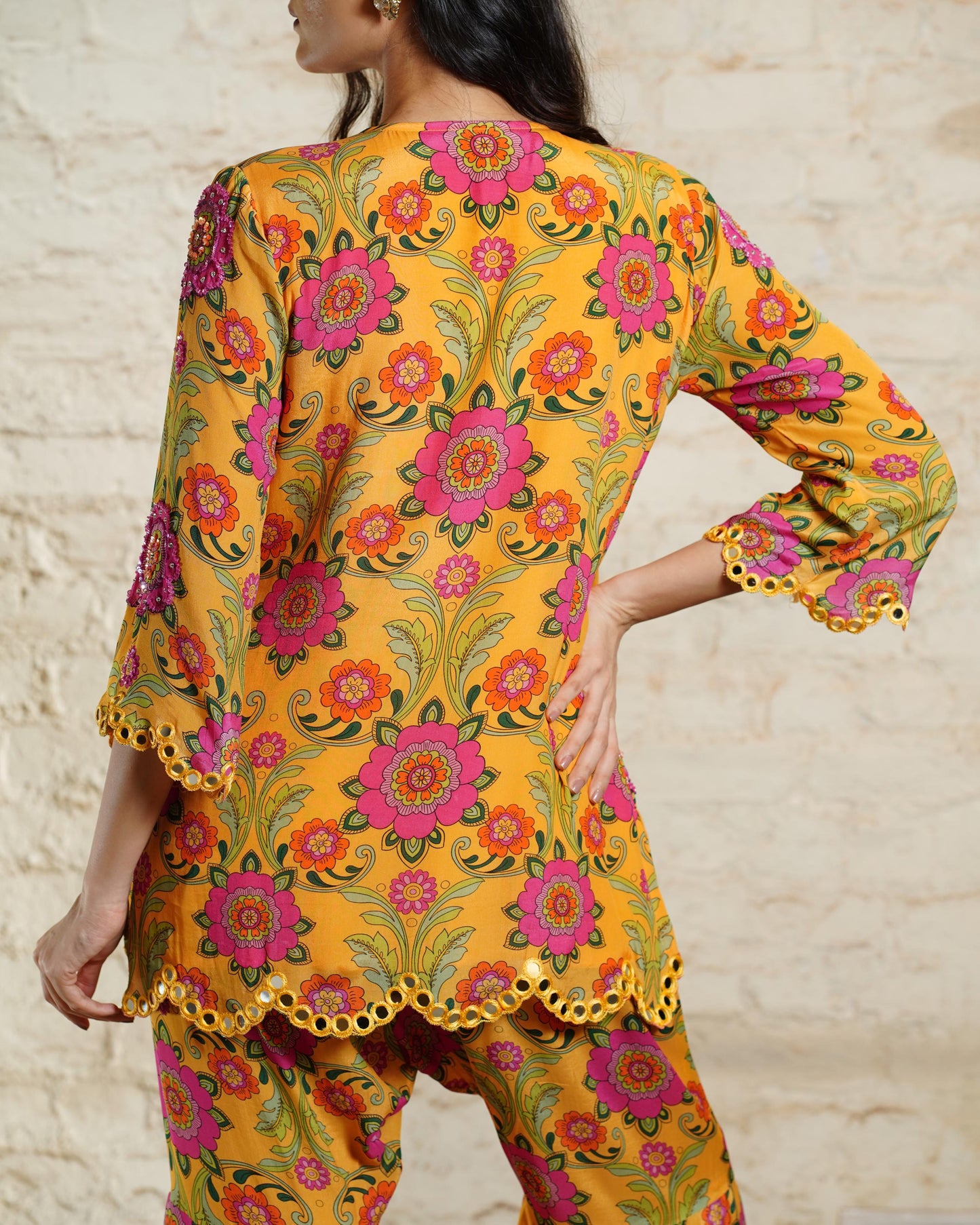 ANAM YELLOW SHARARA PANT & SHORT KURTA