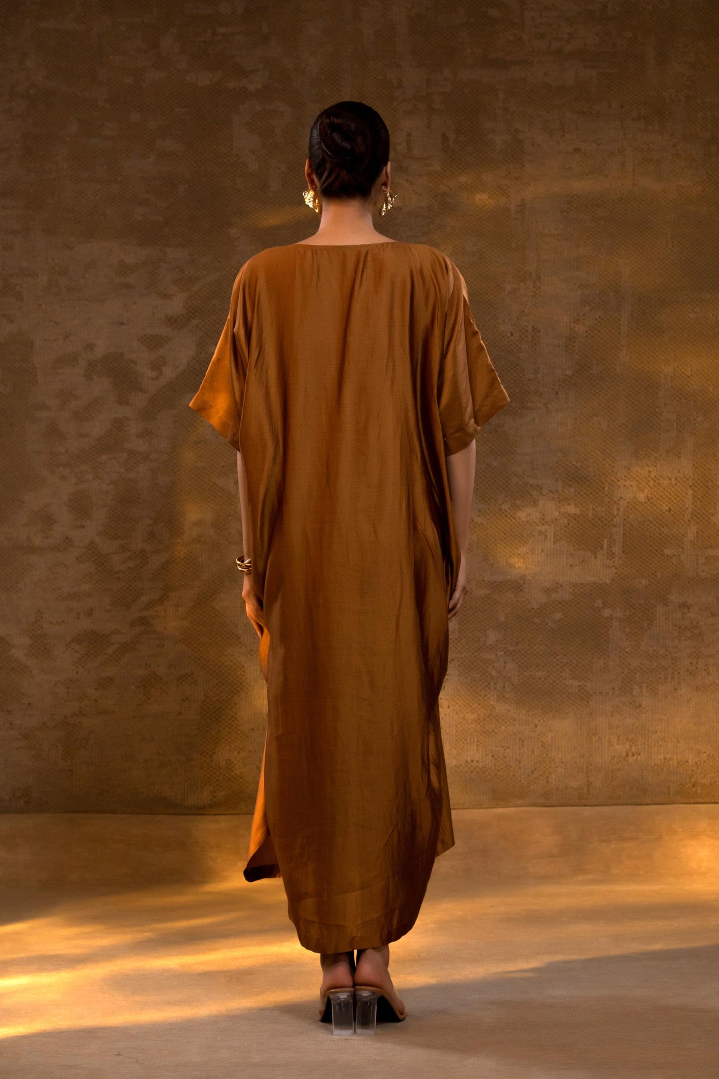 AGNEYA SILK & CRUSHED TISSUE KAFTAN DRESS