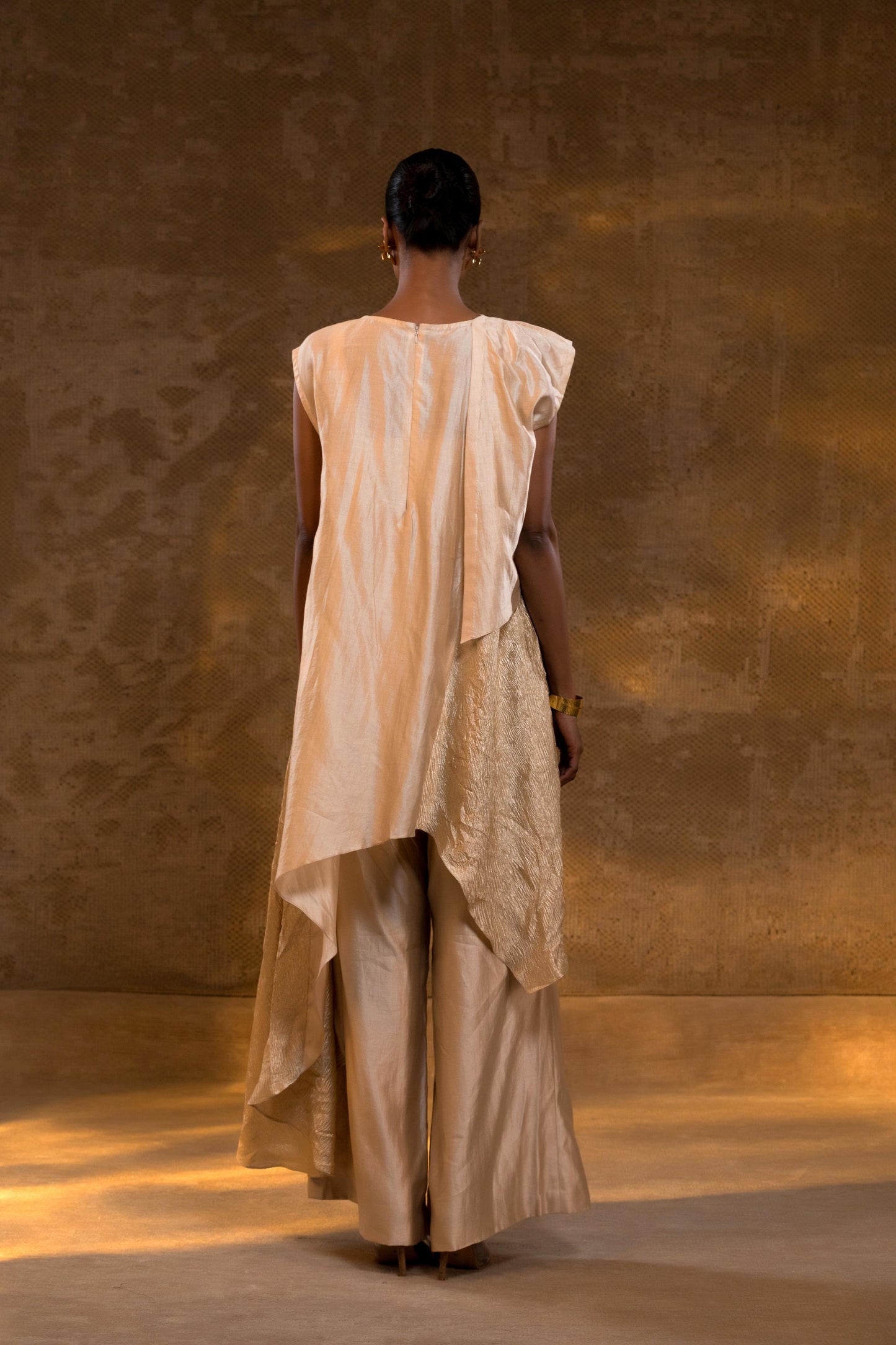 AGNEYA TISSUE & SILK LAYERED KURTA SET