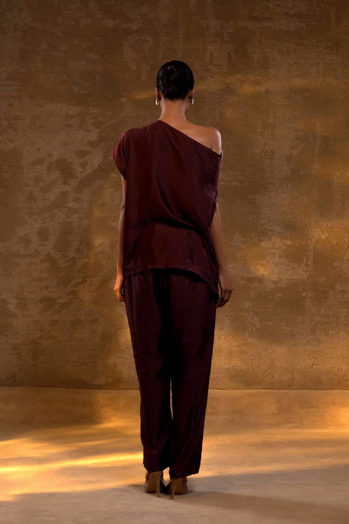 AGNEYA SILK ONE SHOULDER DRAPED SET