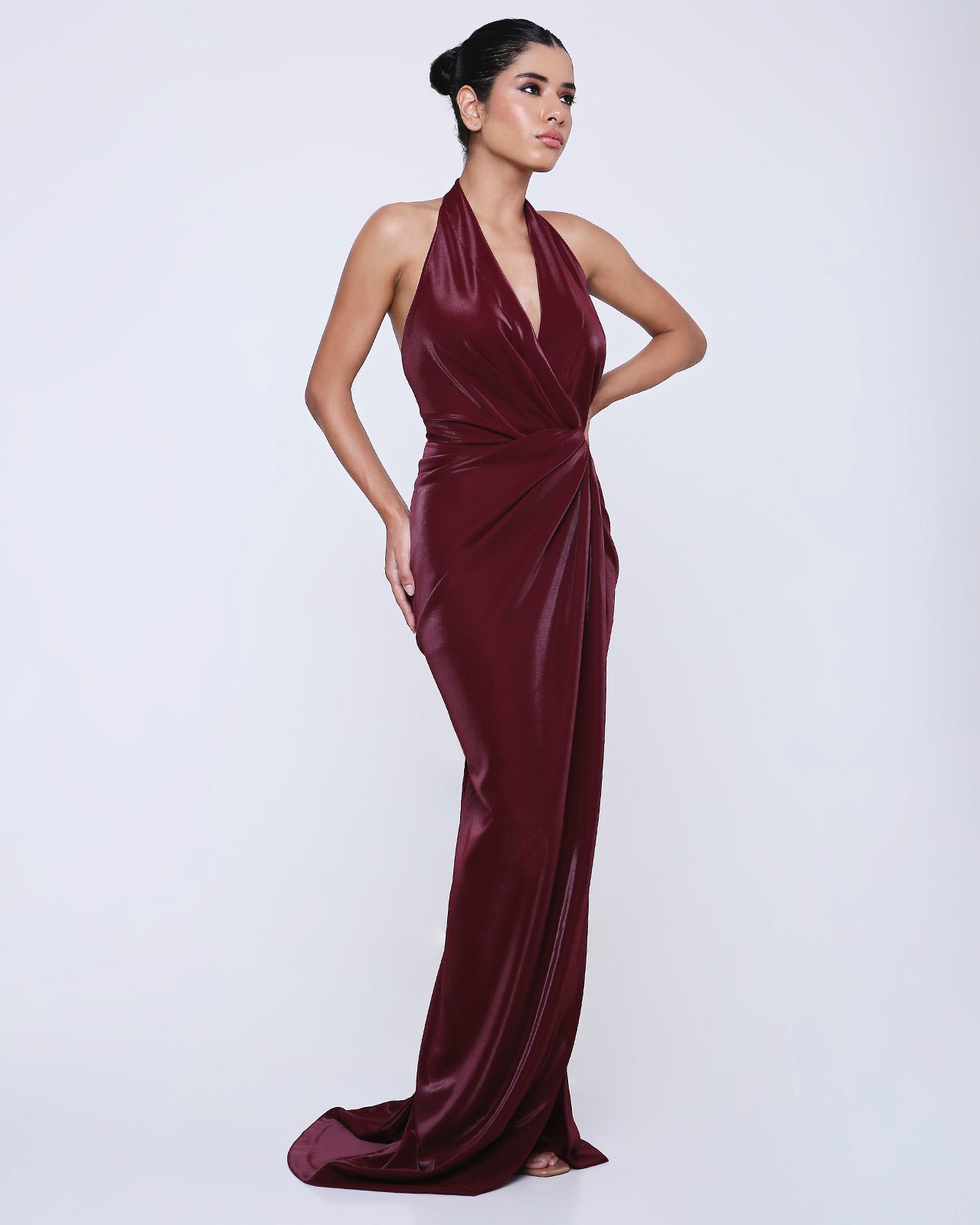 BORDEAUX COWL DRESS