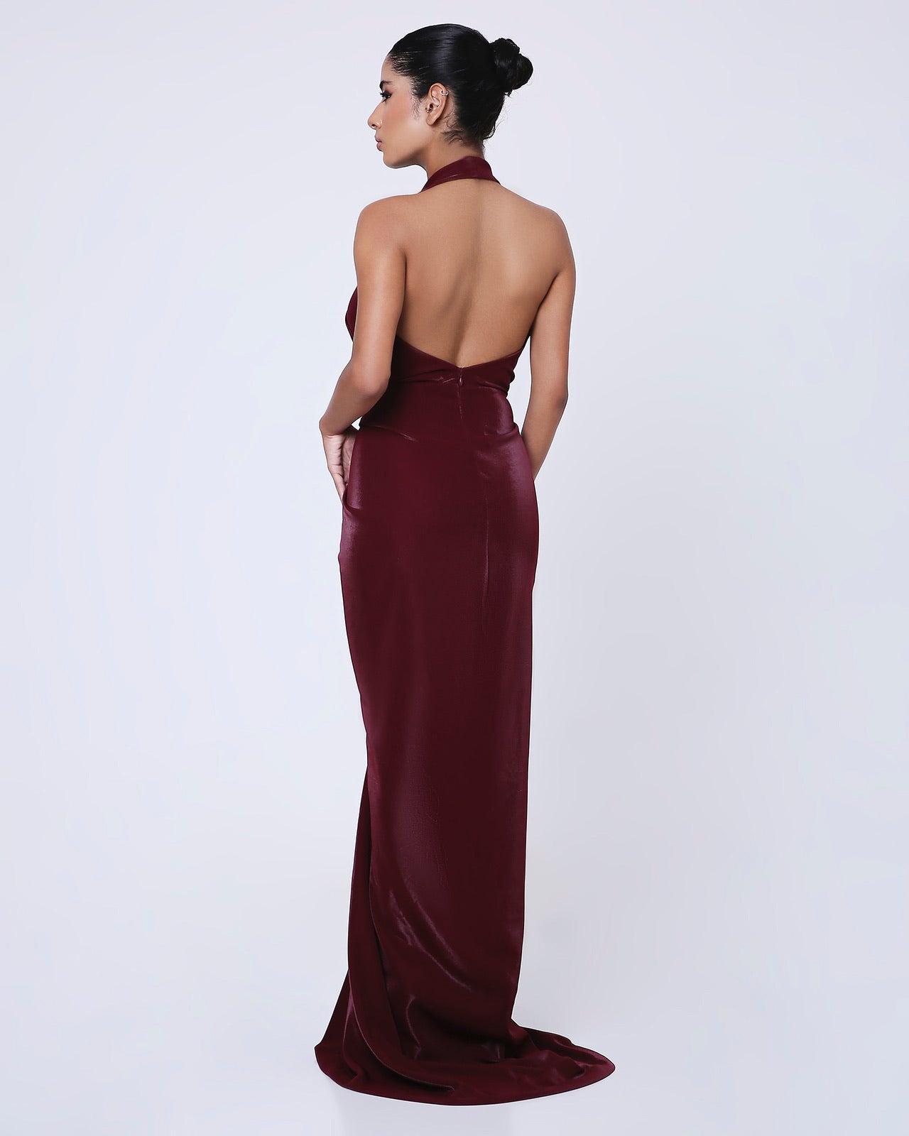 BORDEAUX COWL DRESS