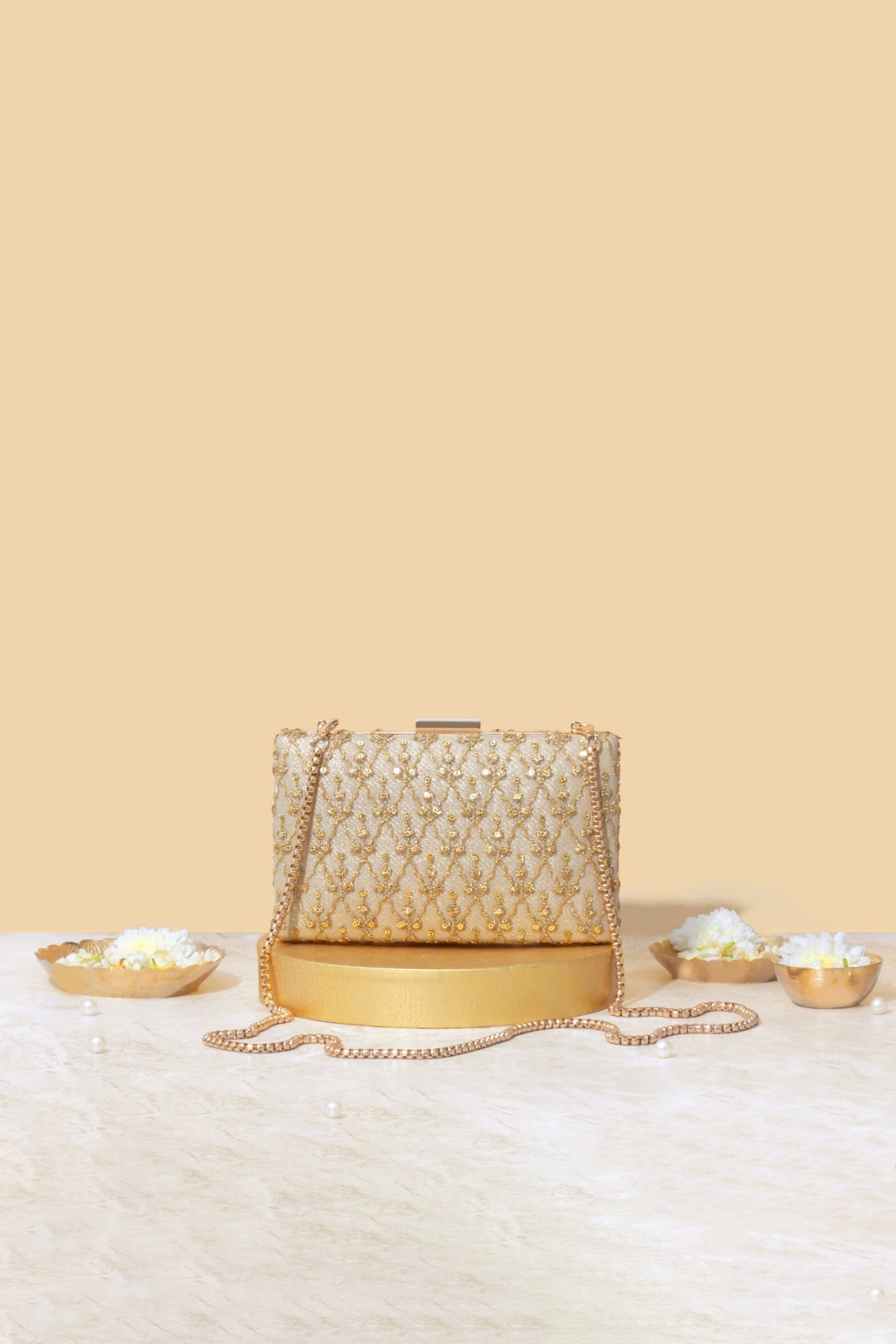 ANYA BOX CLUTCH - GOLD