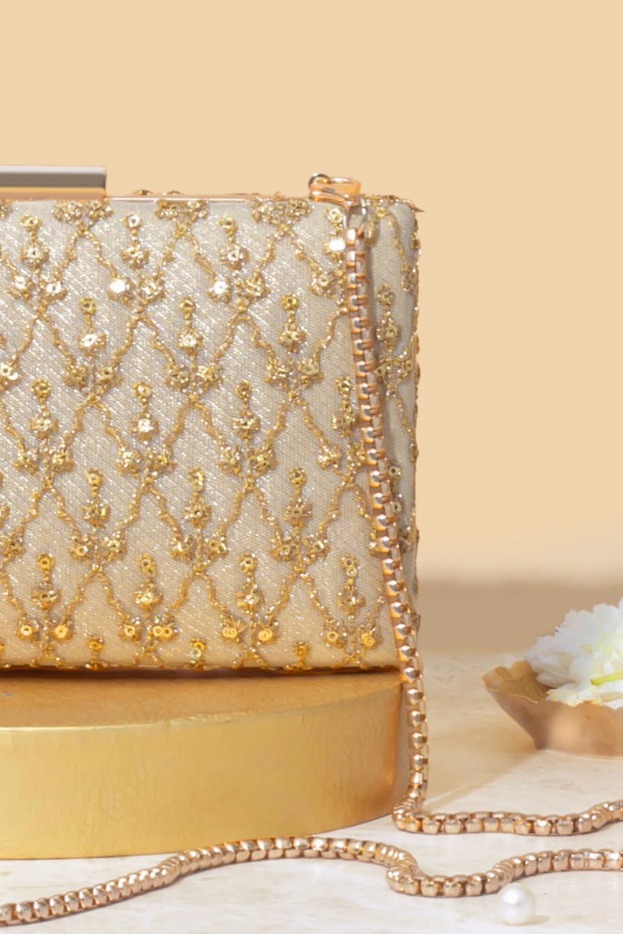 ANYA BOX CLUTCH - GOLD