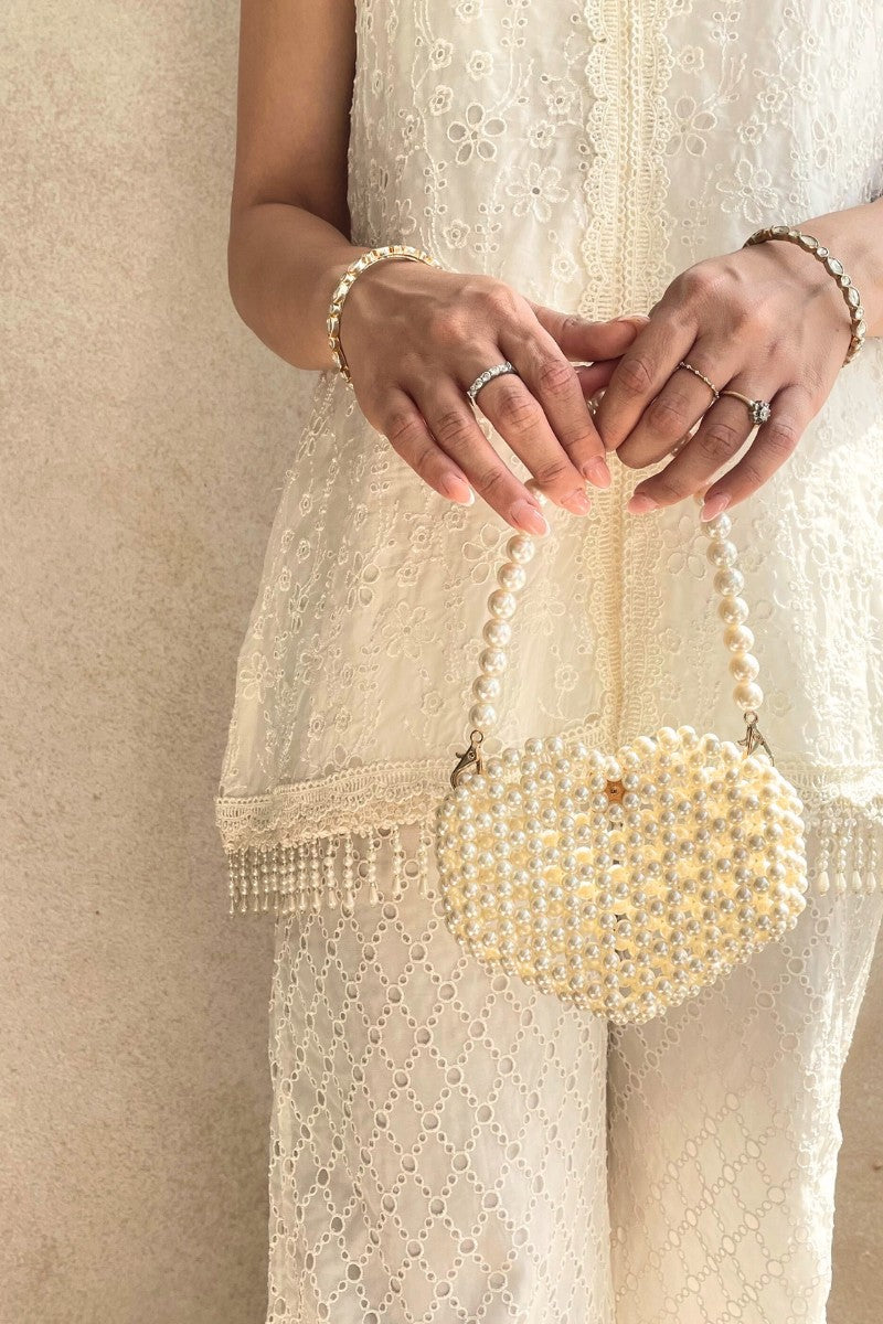 ARIA MINI HEART BAG - OFF-WHITE
