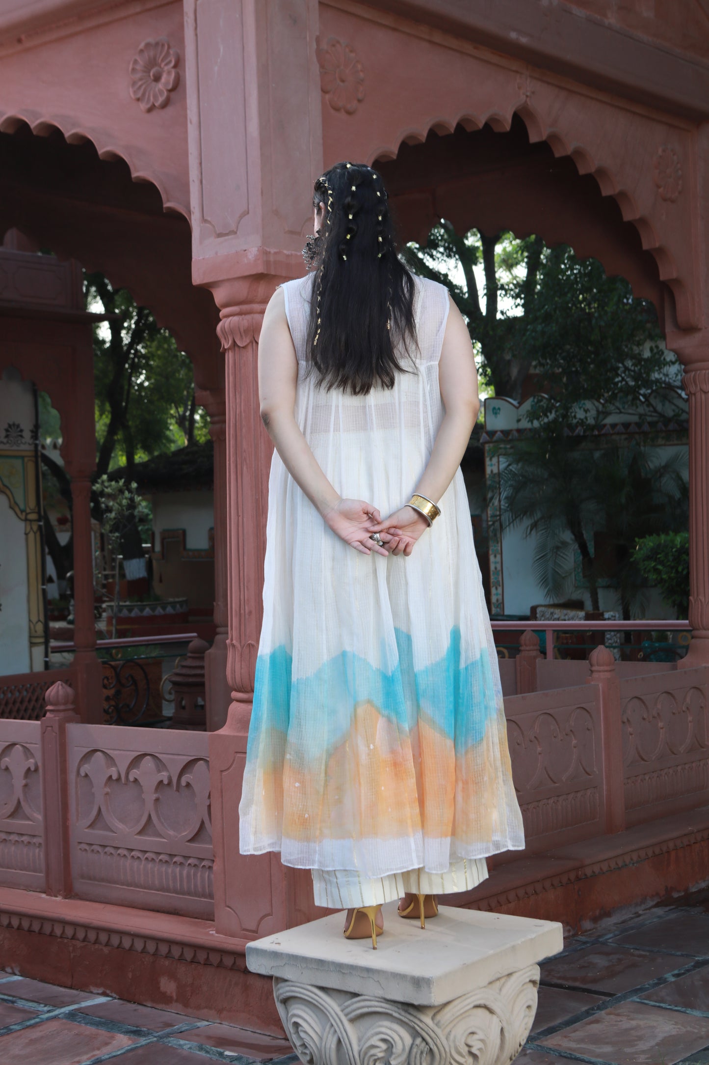 HAND PAINTED KOTA DORIA KURTA AND COTTON TUBE AND PANT