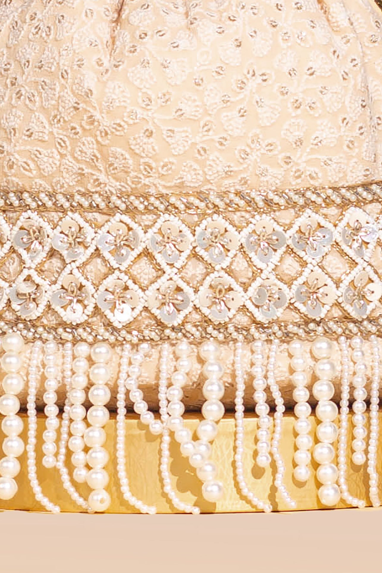 AMARA EMBROIDERED BUCKET BAG - NUDE