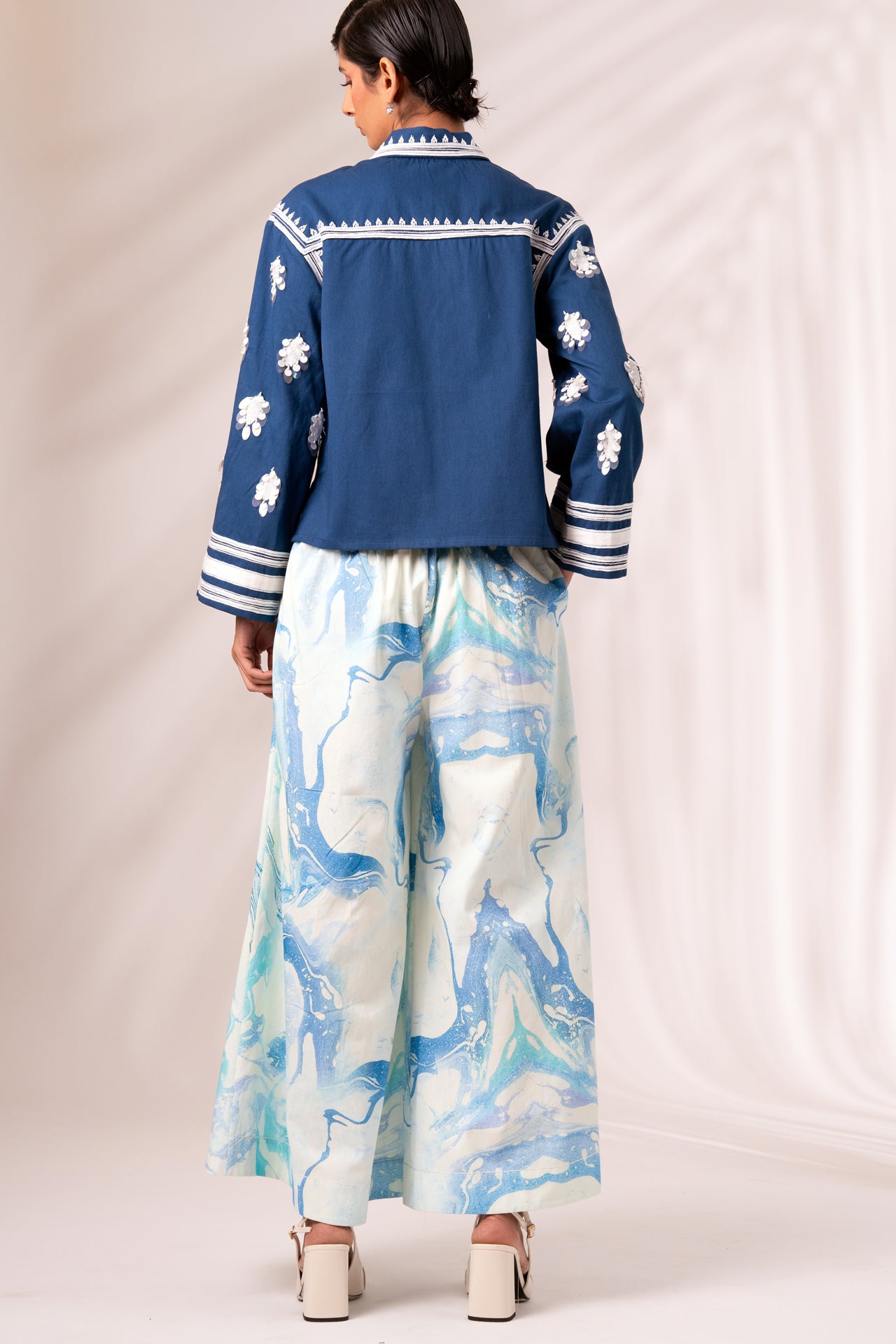 INDIGO COSMO TOP & RICO PLEATED CULOTTES CO-ORD SET