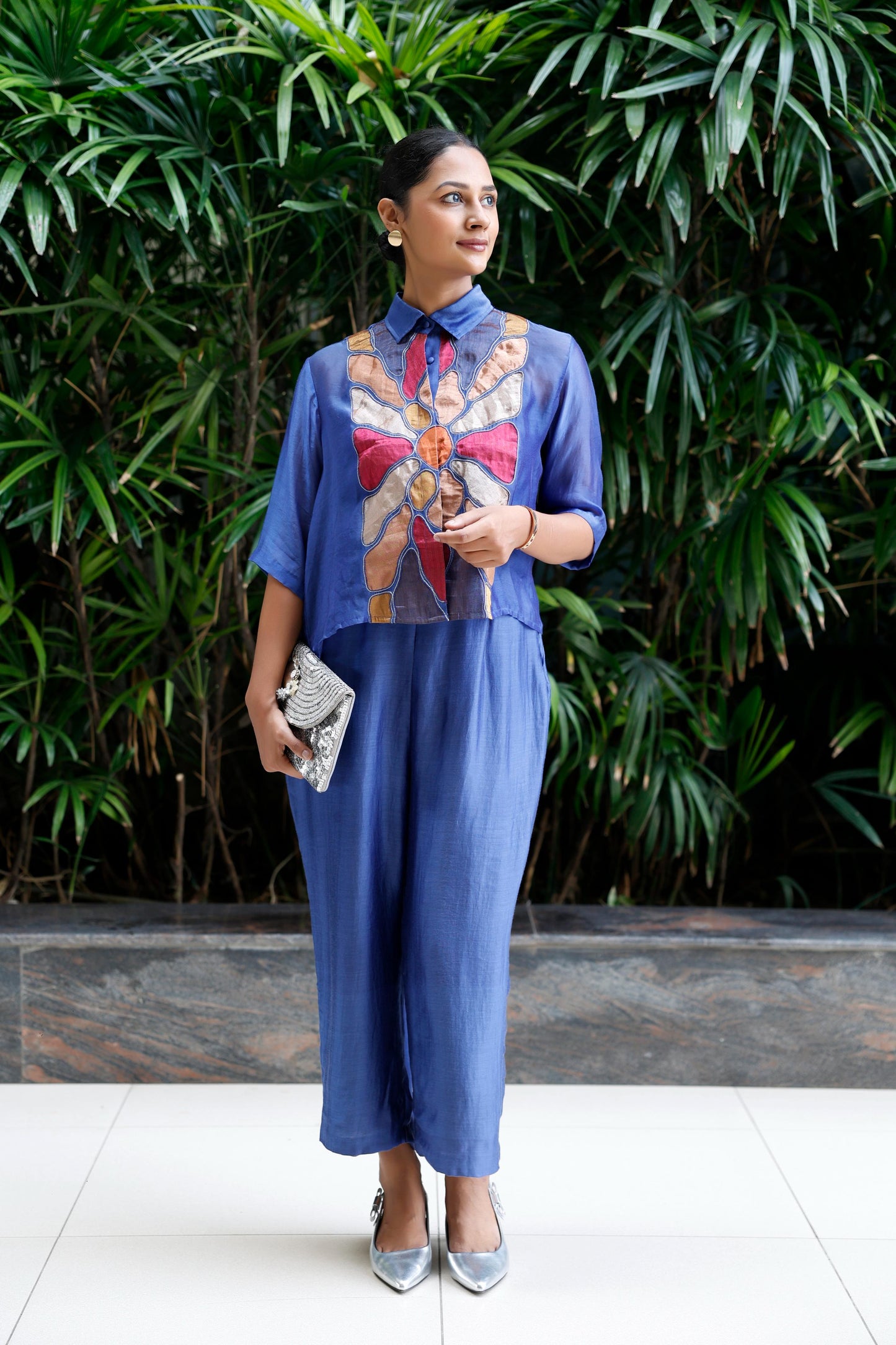 BLUE PATCH SHIRT COORD SET