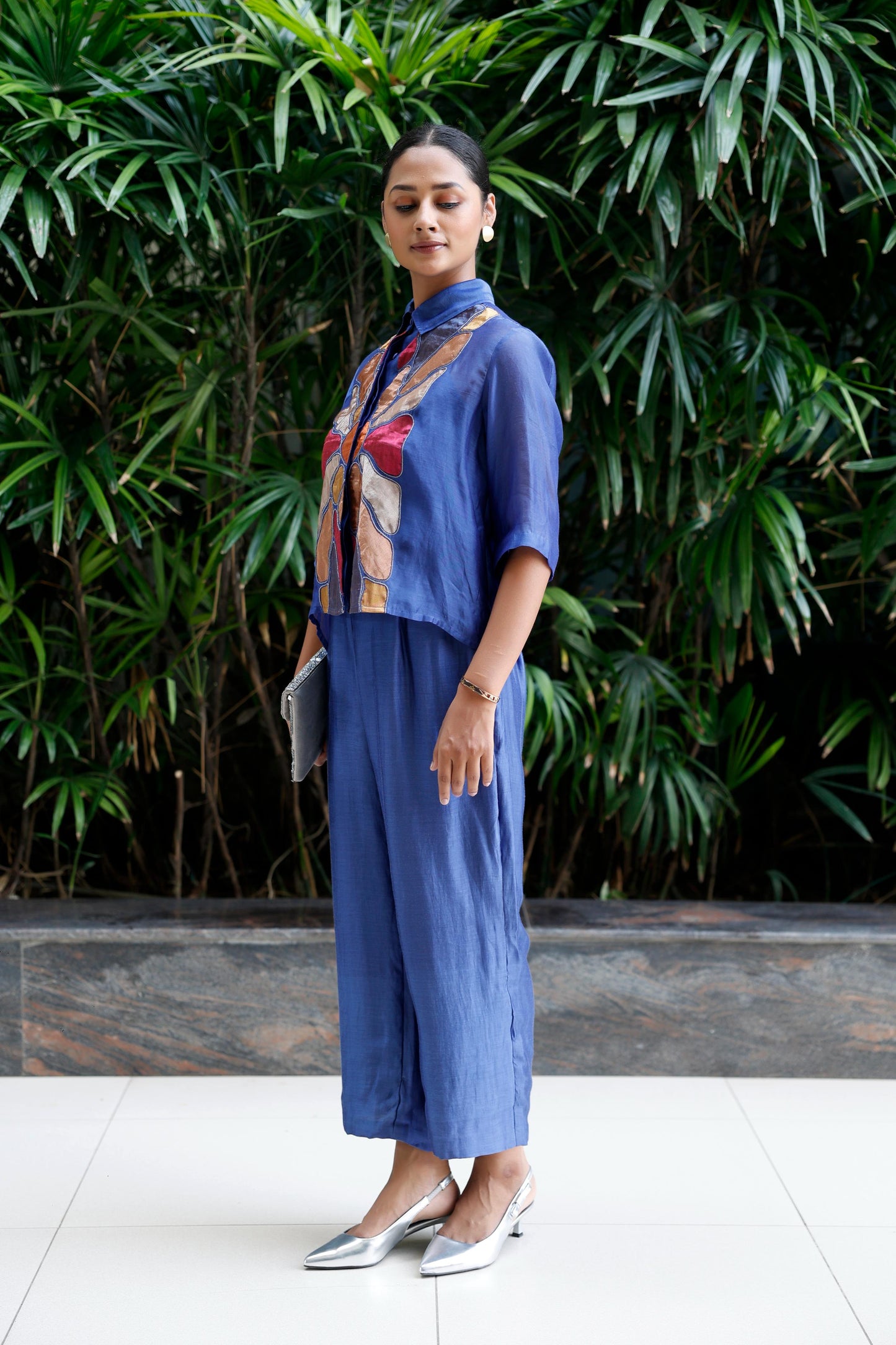 BLUE PATCH SHIRT COORD SET