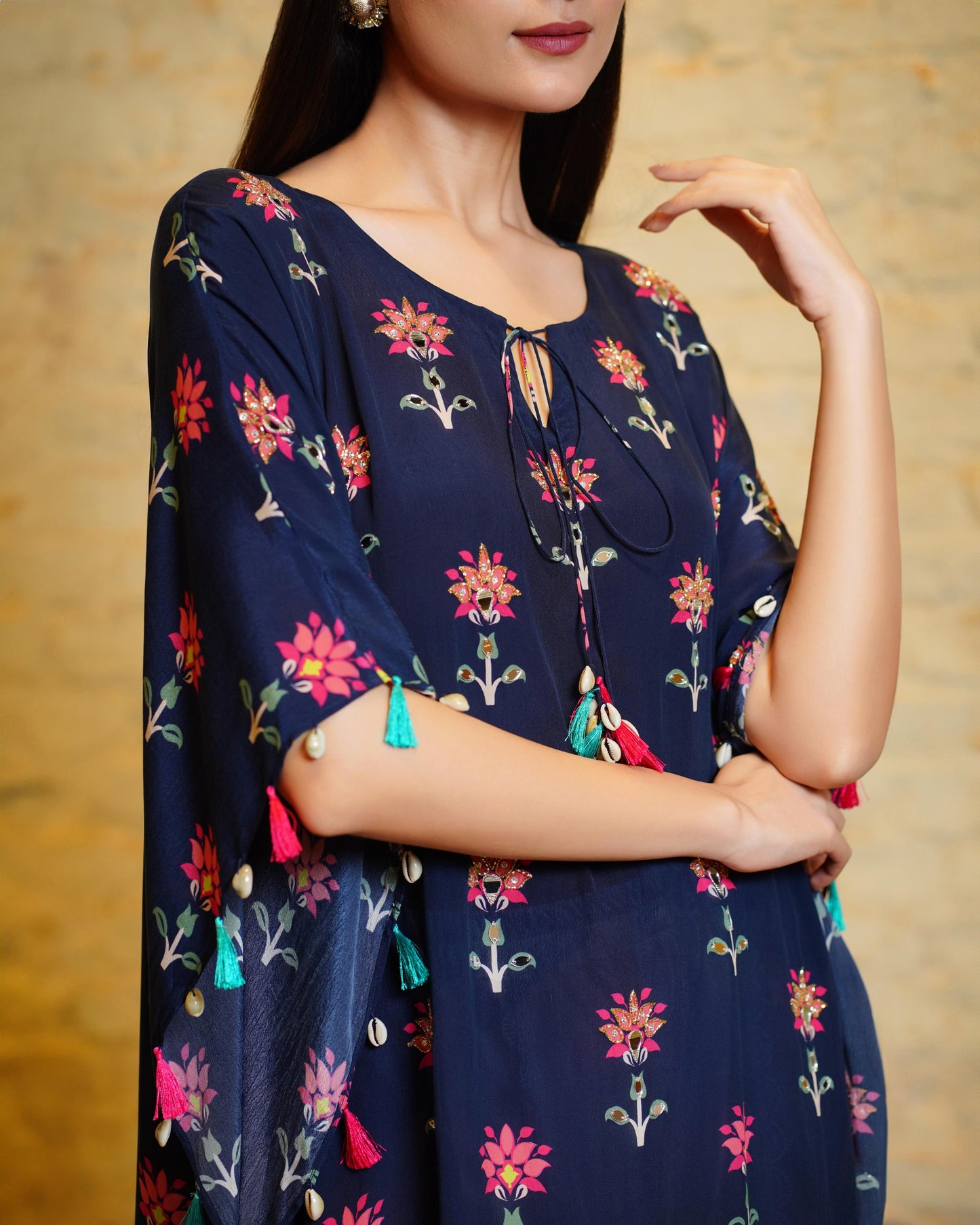 CRYSTAL NAVY BLUE SHORT KAFTAN & DHOTI