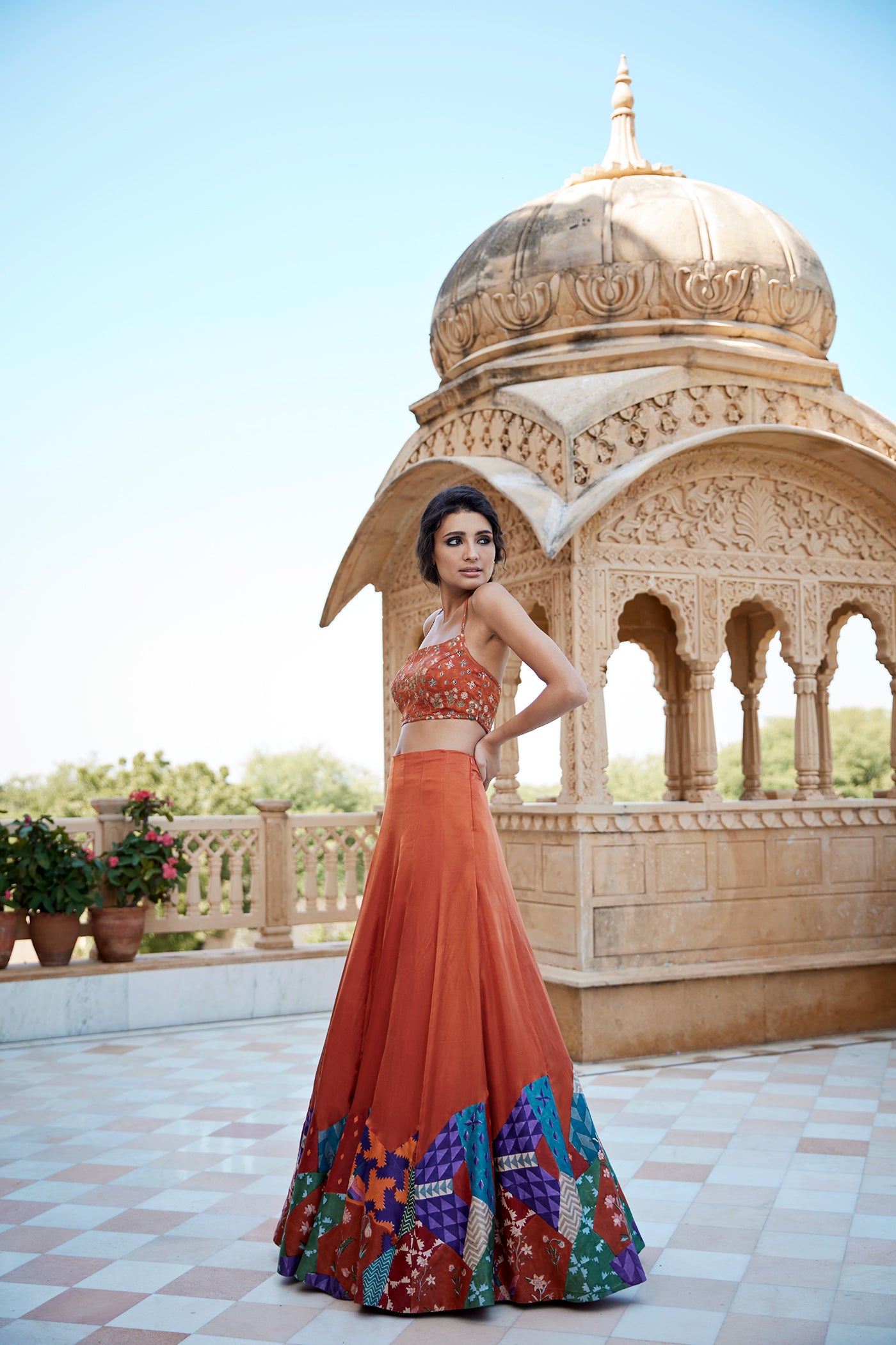 BURNT ORANGE LEHANGA