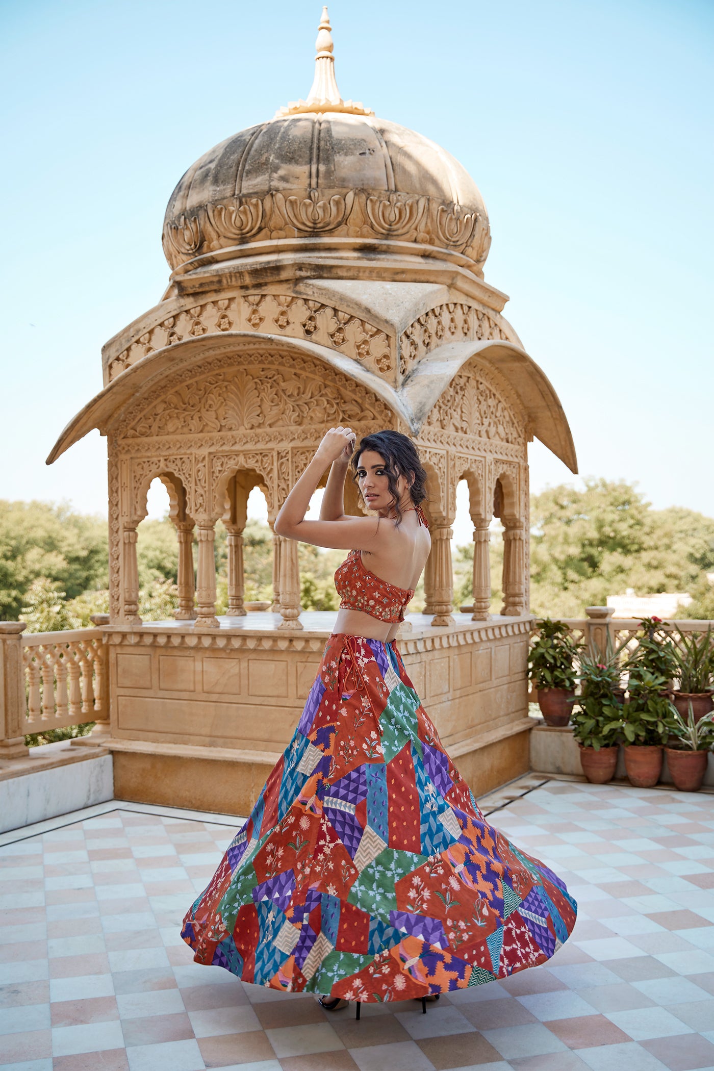 BURNT ORANGE LEHENGA