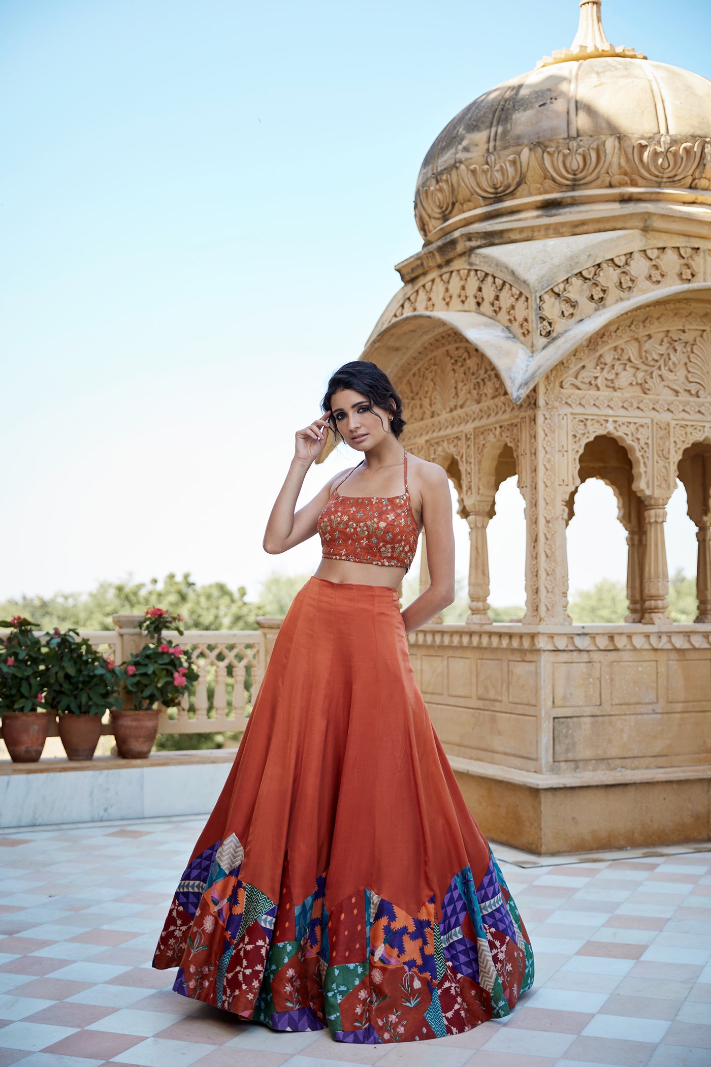 BURNT ORANGE LEHANGA